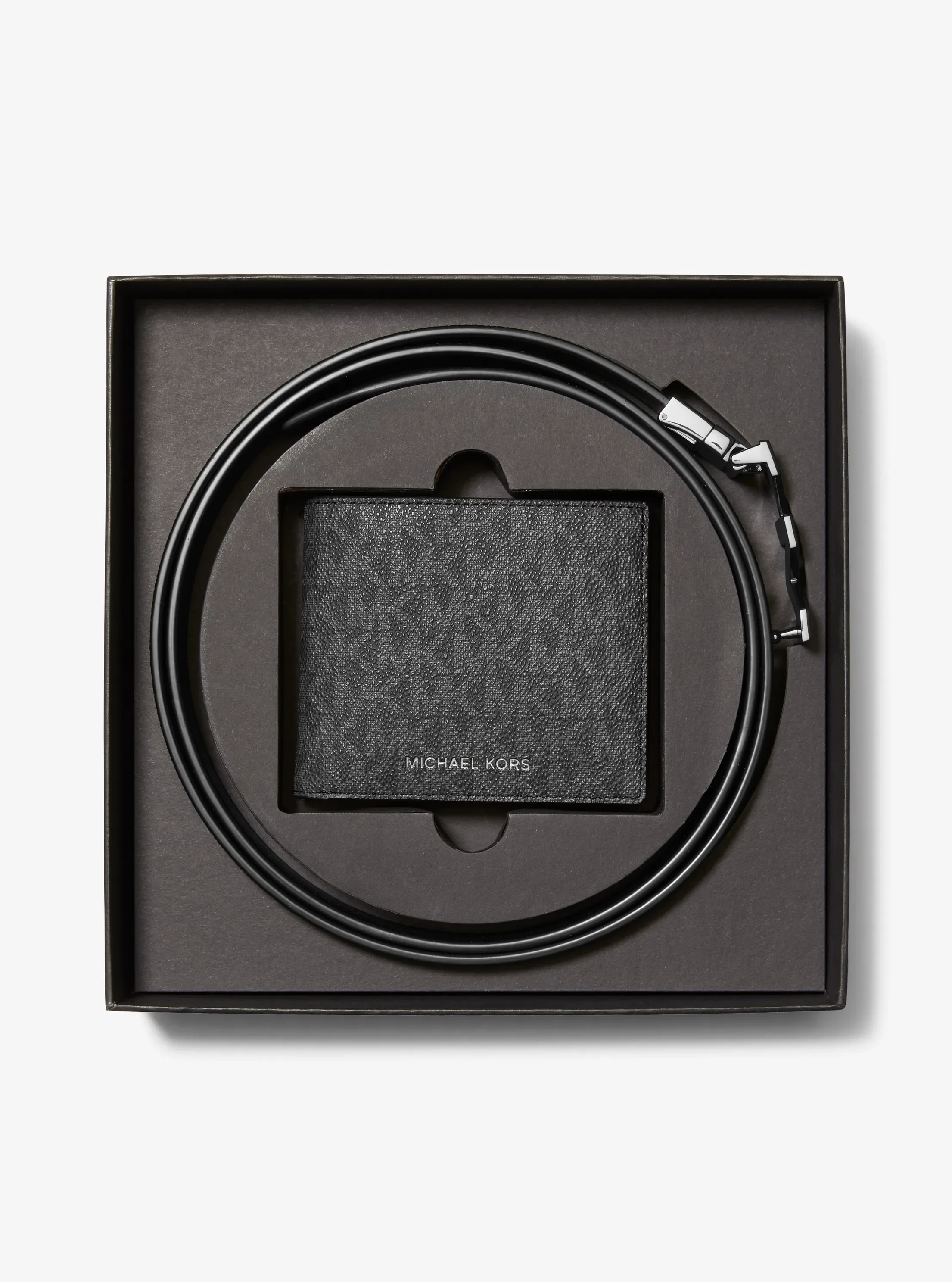 Michael Kors Signature Logo Wallet and Reversible Belt Gift Set, цвет: Чёрный — фото 4