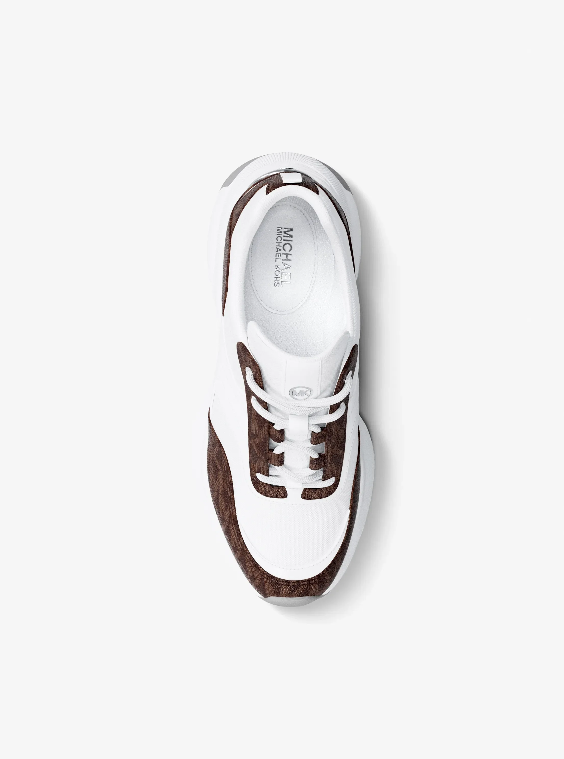 Кроссовки Michael Kors Kaia Signature Logo Trainer, цвет: Белый / Коричневый — фото 5