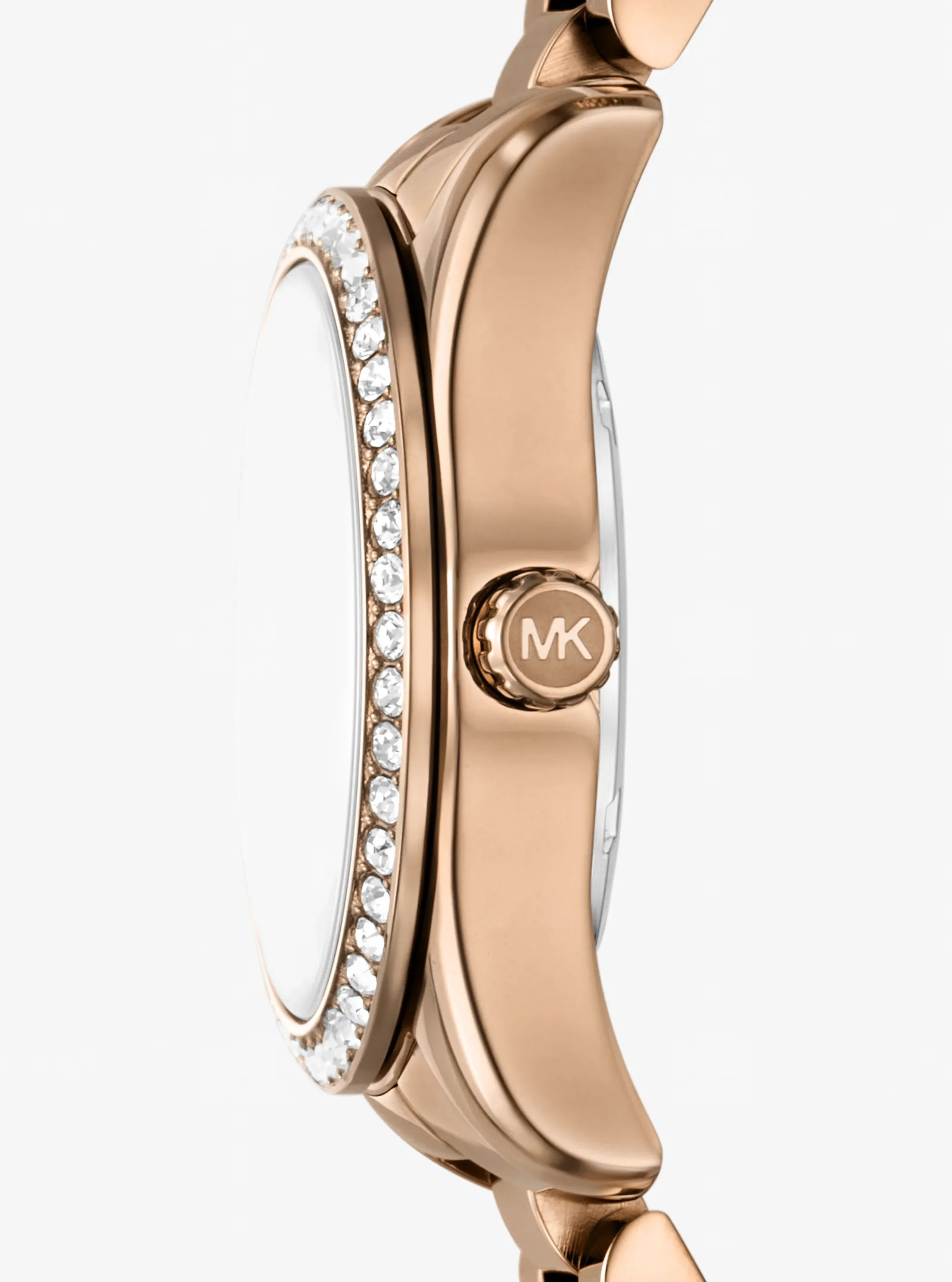 Женские часы Michael Kors Mini Lexington Pavé Brushed Beige Gold-Tone Watch — фото 2