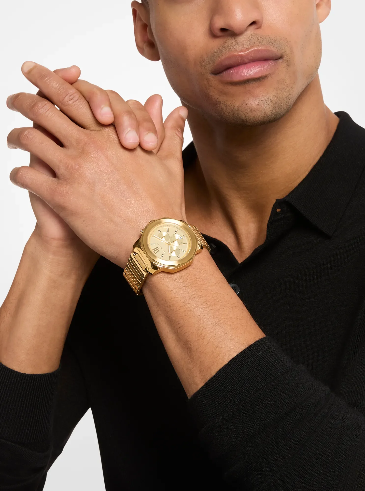 Женские часы Michael Kors Oversized Prescott Gold-Tone Watch, цвет: Золотой — фото 6