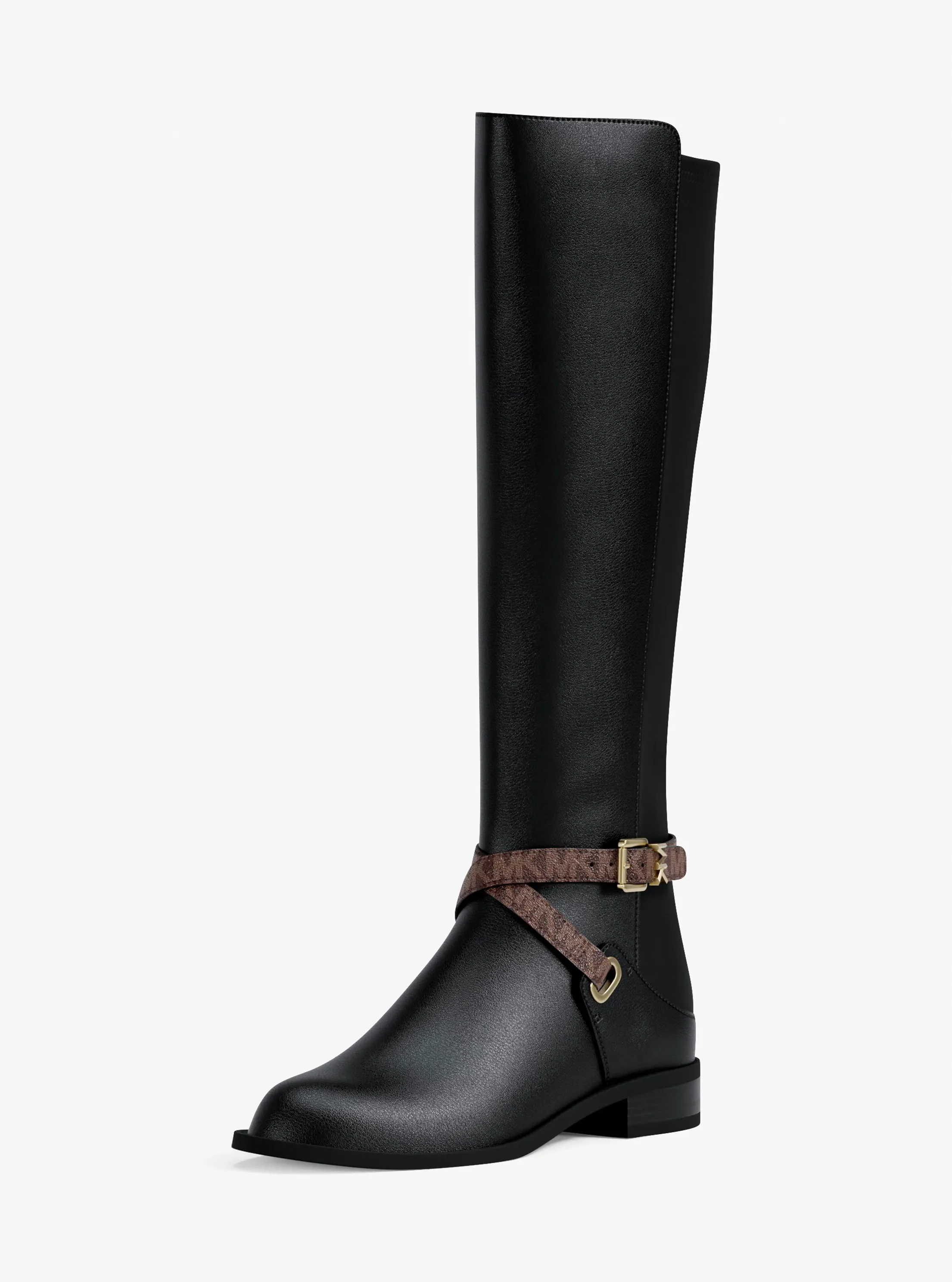 Женские ботинки Michael Kors Rachel Signature Logo Trim Boot, цвет: Чёрный / Коричневый — фото 7