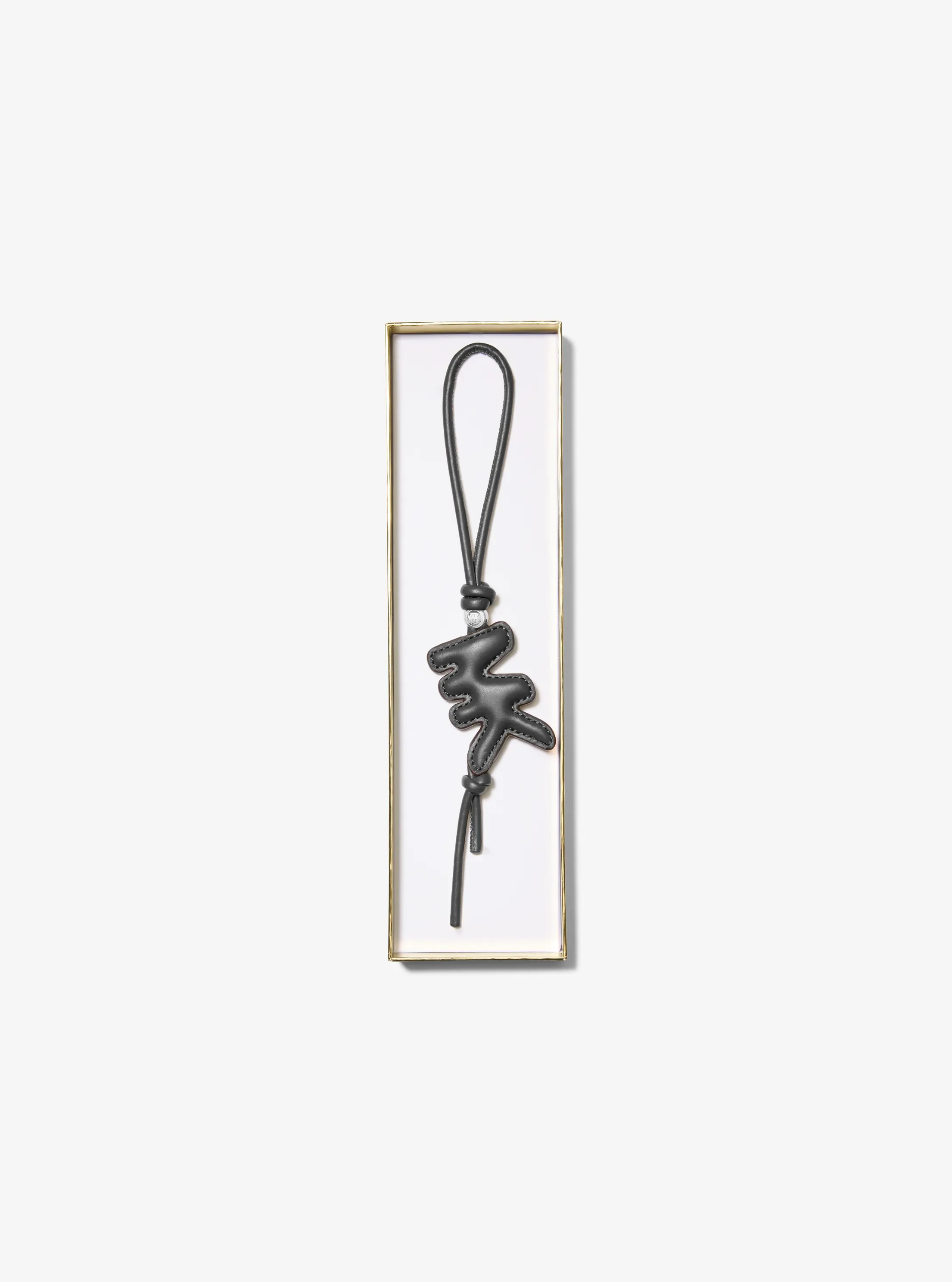 Женский брелок Michael Kors Puffy Logo Leather Bag Charm, цвет: Чёрный — фото 2