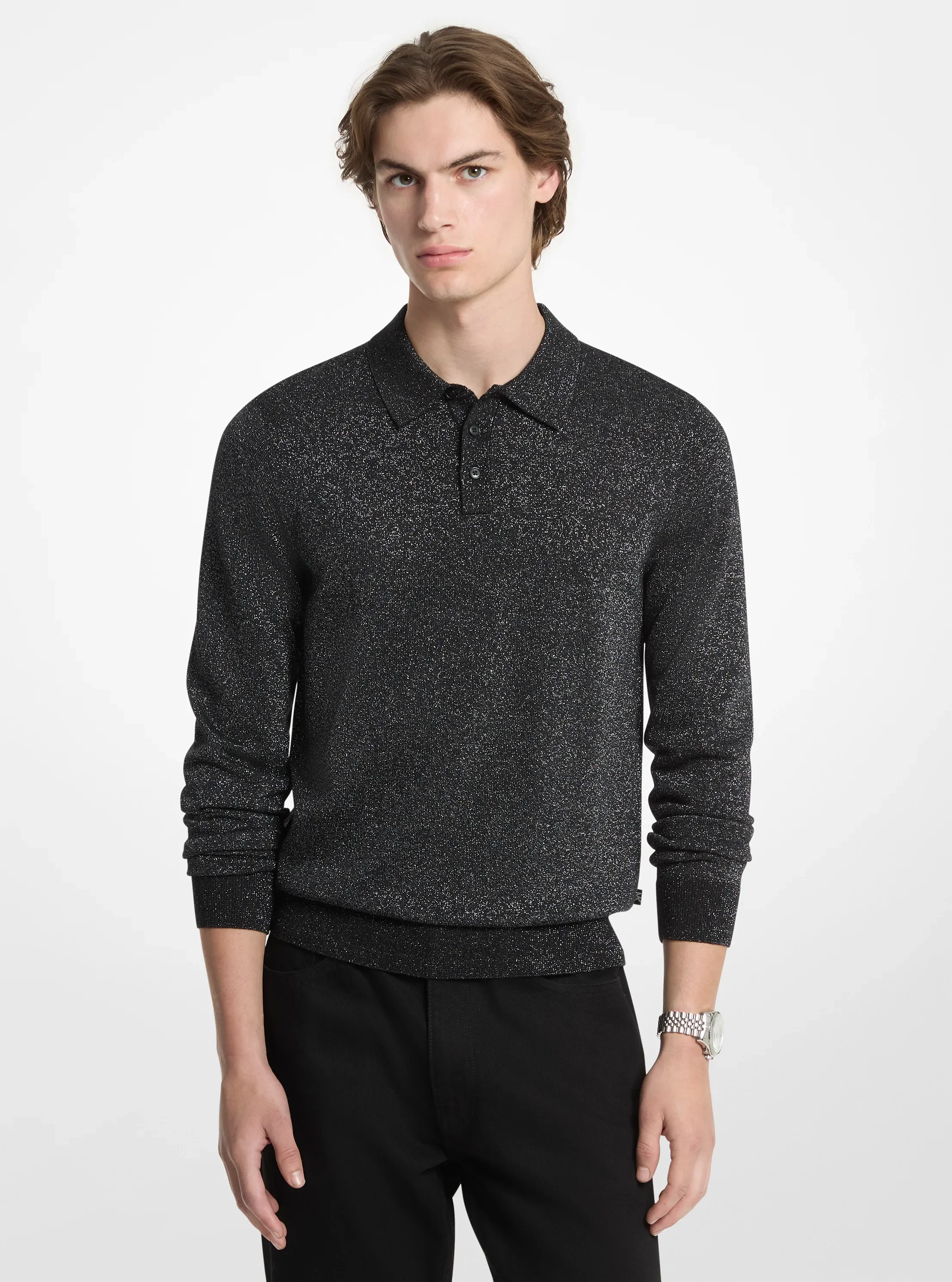 Мужские свитеры Michael Kors Metallic Wool Polo Sweater