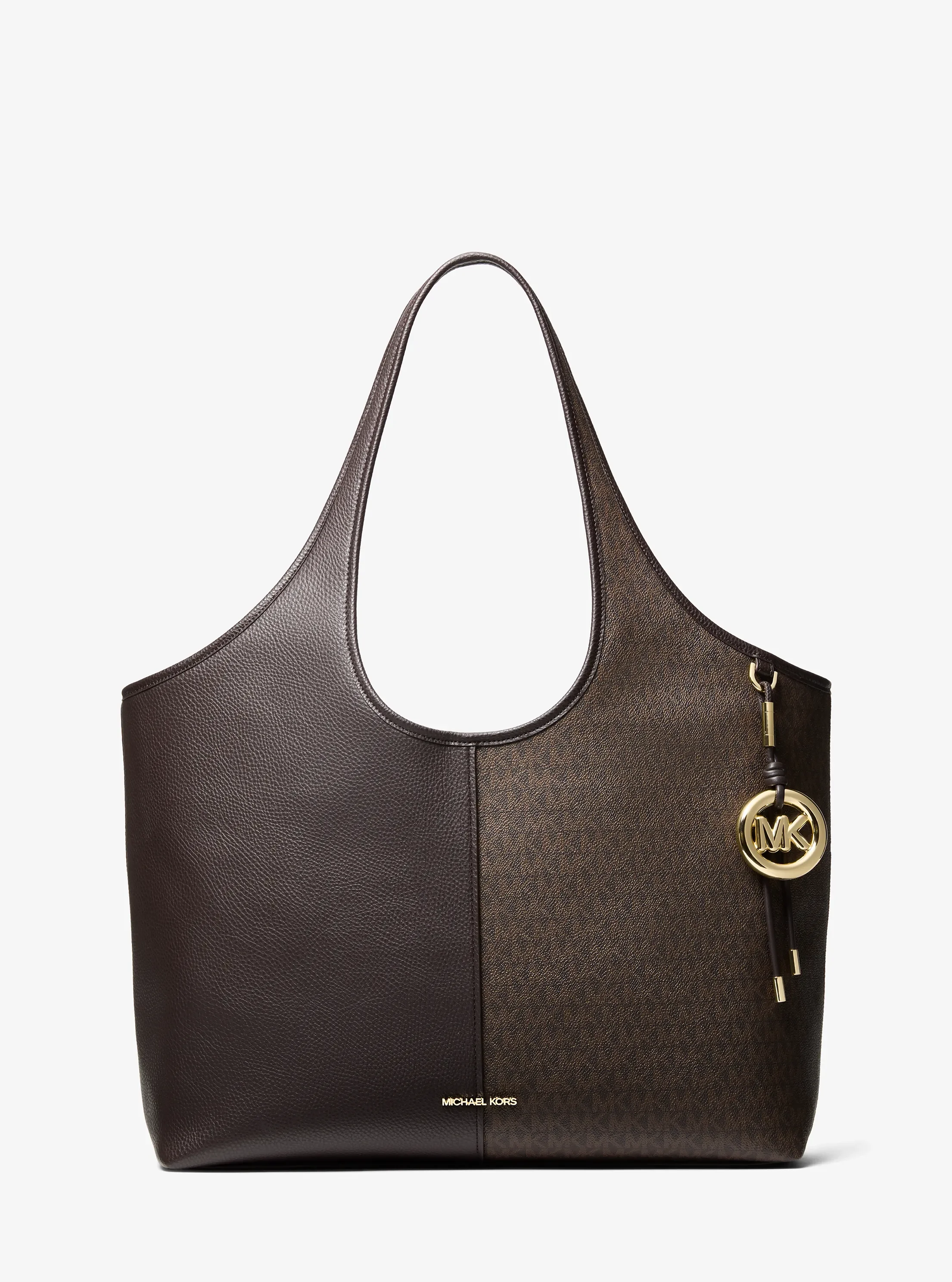 Женская сумка Michael Kors Henly Large Signature Logo and Textured, цвет: Шоколадный — фото 4