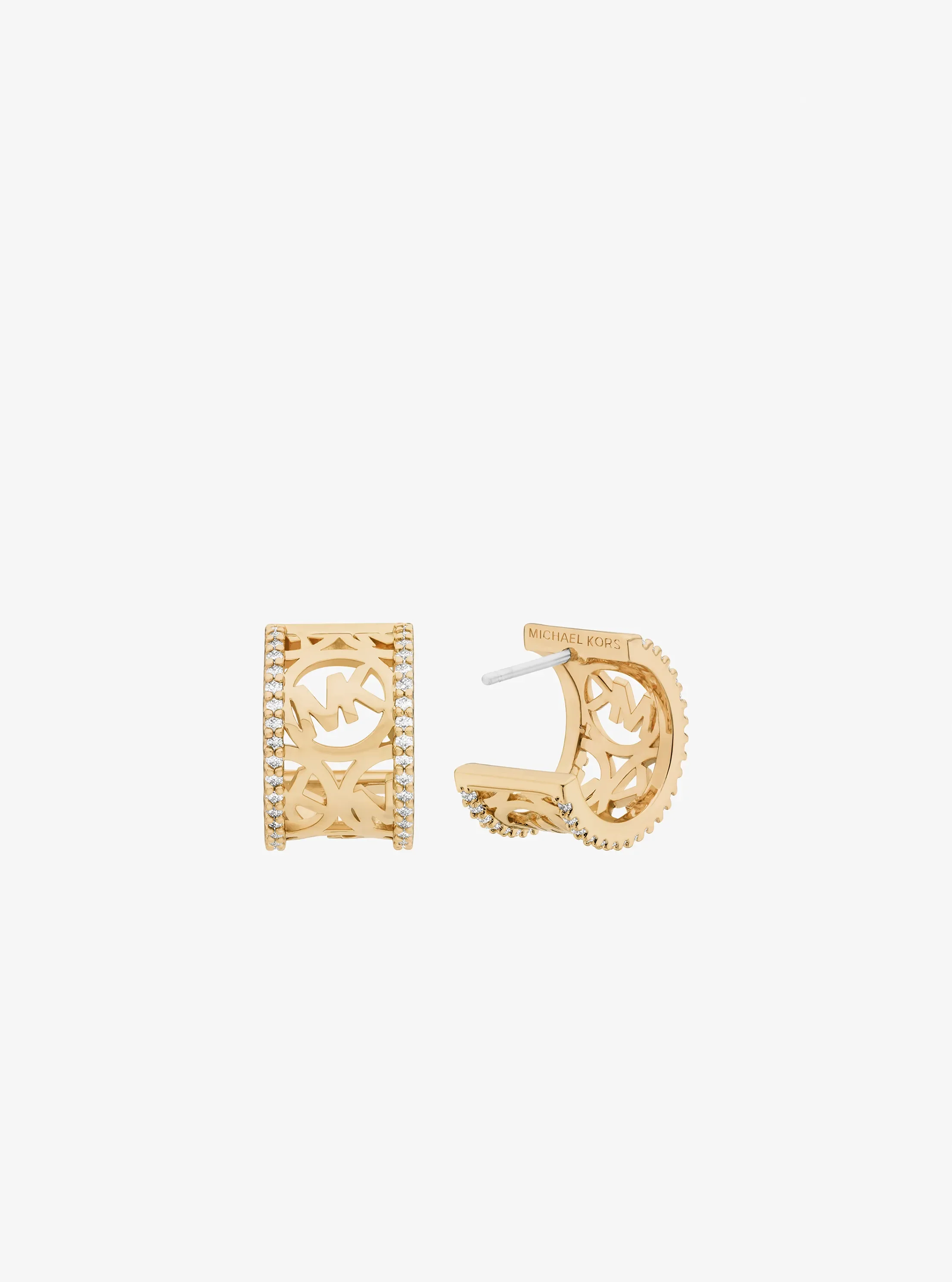Серьги Michael Kors Pavé Perforated Huggie, цвет: Золотой — фото 2