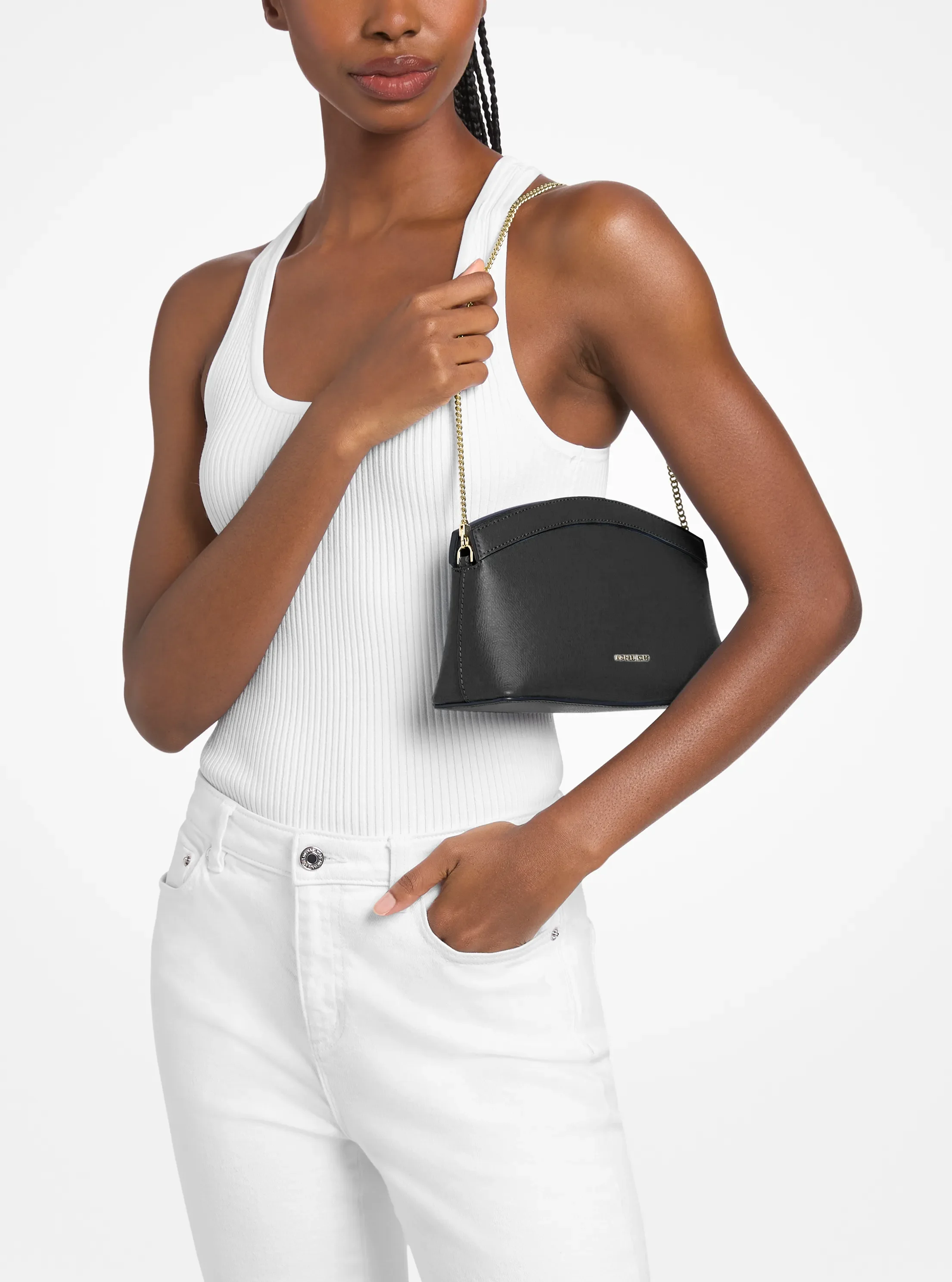 Женский клатч Michael Kors Athena Small Leather Convertible Clutch, цвет: Чёрный — фото 3