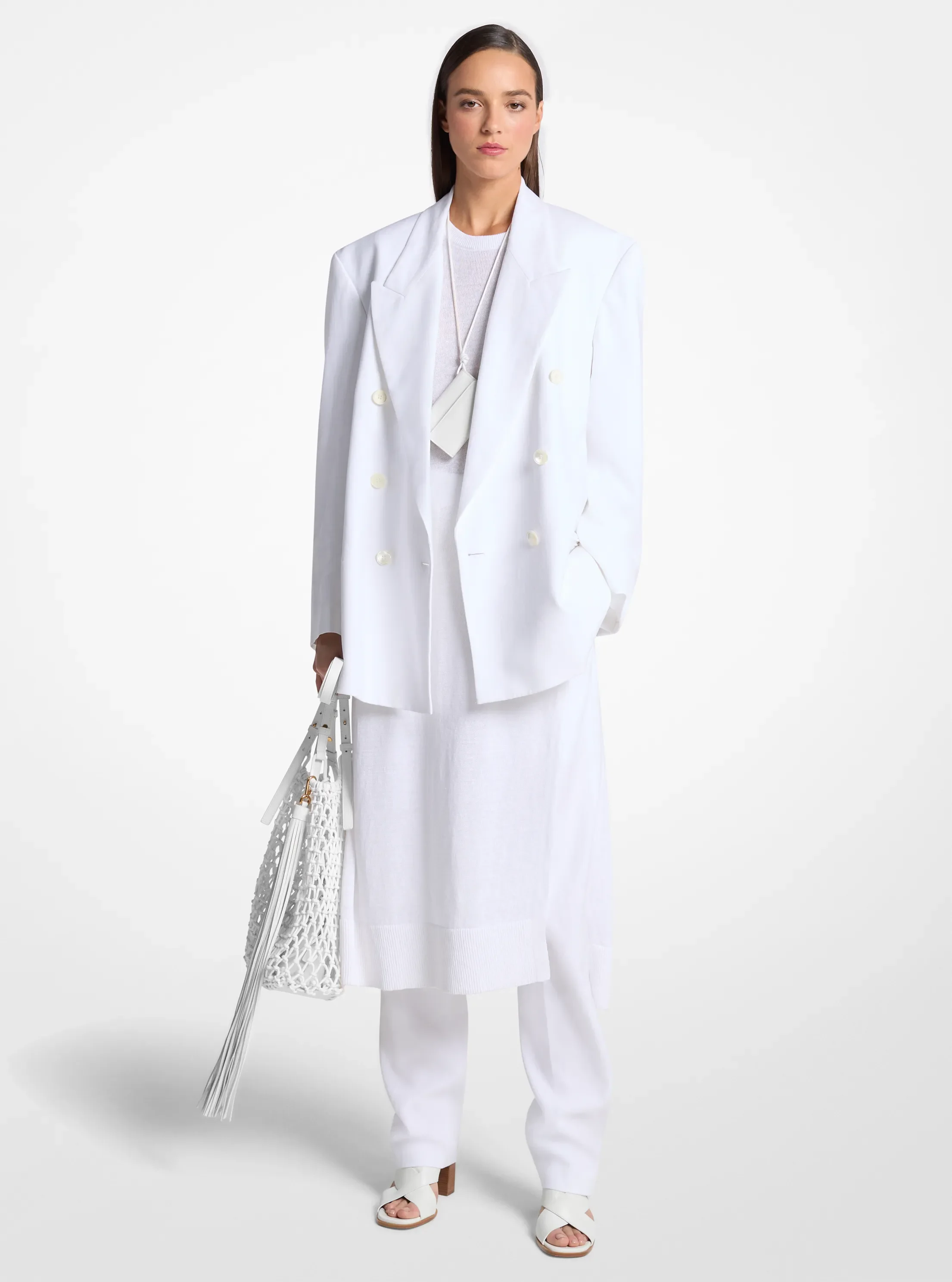 Женская сумка Michael Kors Loli Macramé Shoulder, цвет: Оптический белый — фото 3