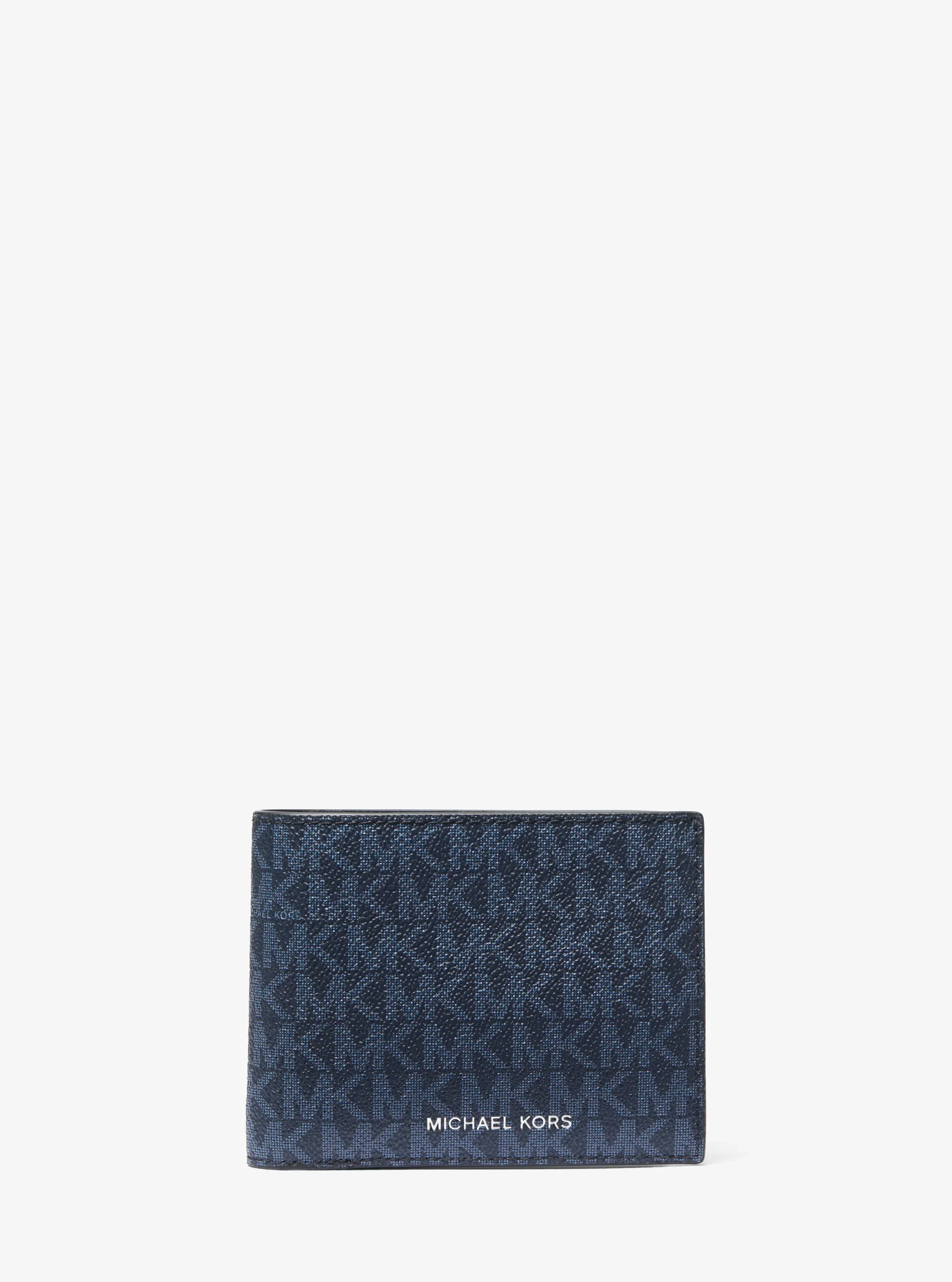 Мужской кошелёк Michael Kors Harrison Logo Billfold Wallet With Passcase, цвет: Admrl/Plblue