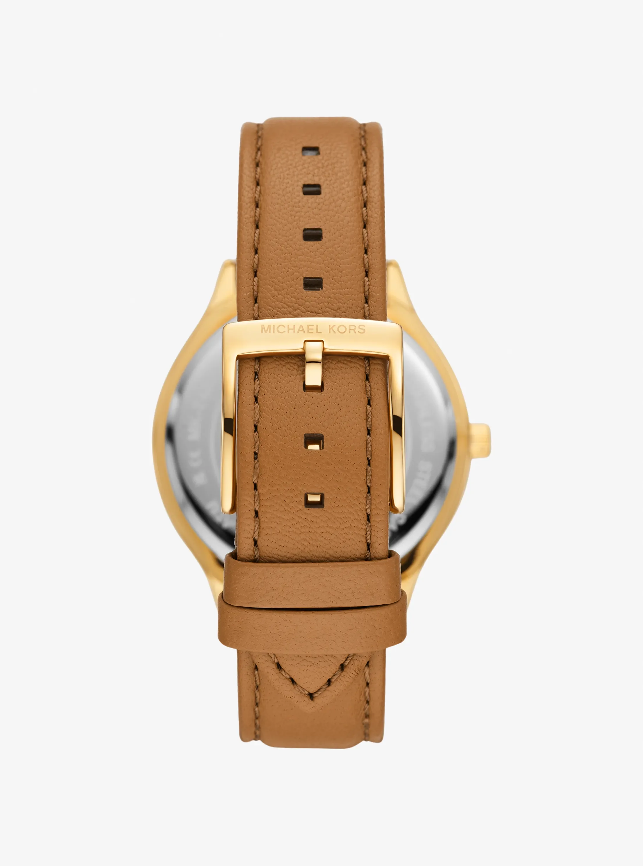 Женские часы Michael Kors Slim Runway Gold-Tone and Leather Watch — фото 3