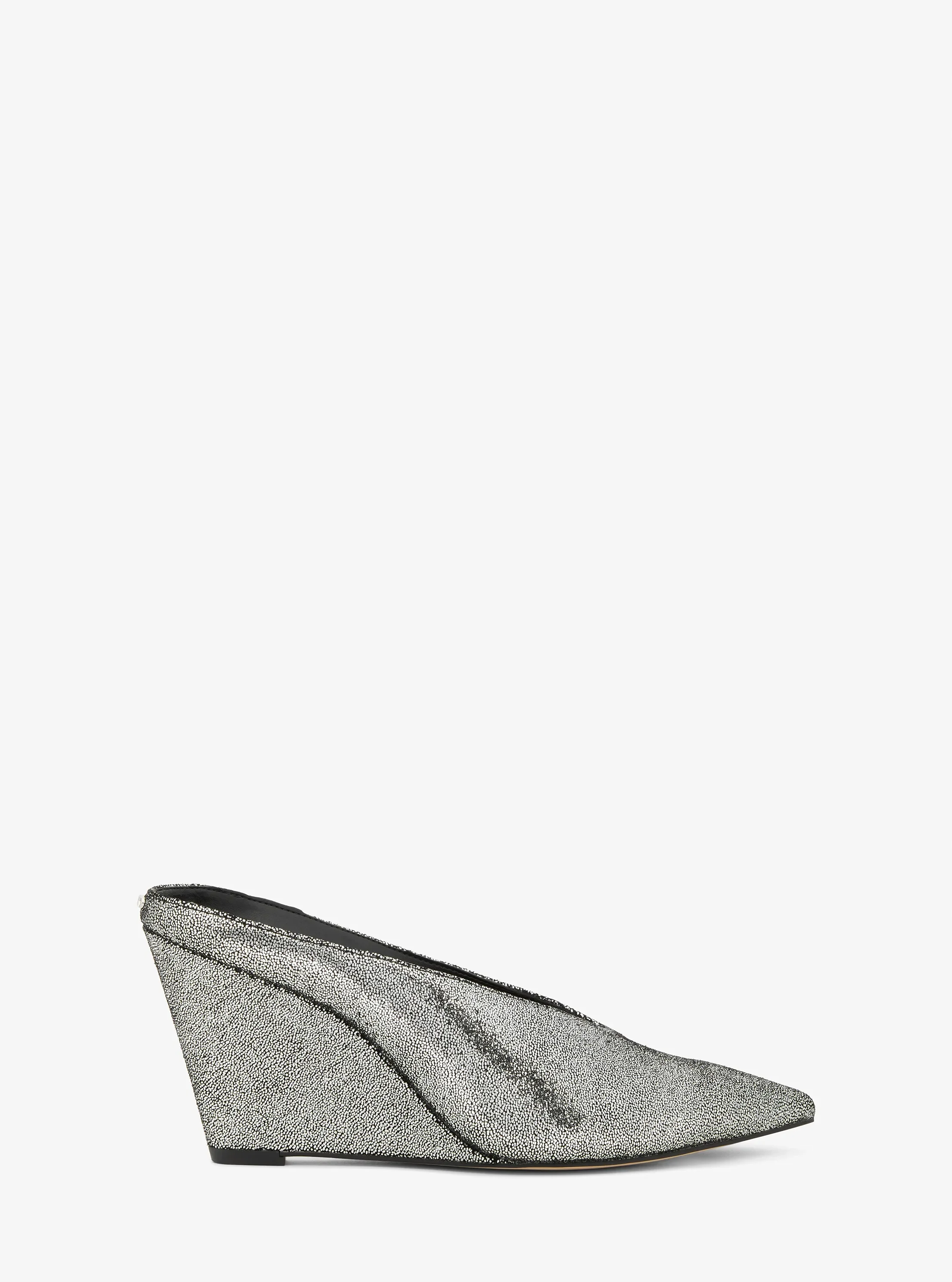 Женские сабо Michael Kors Xandra Metallic Leather Wedge Mule, цвет: Серебряный — фото 2