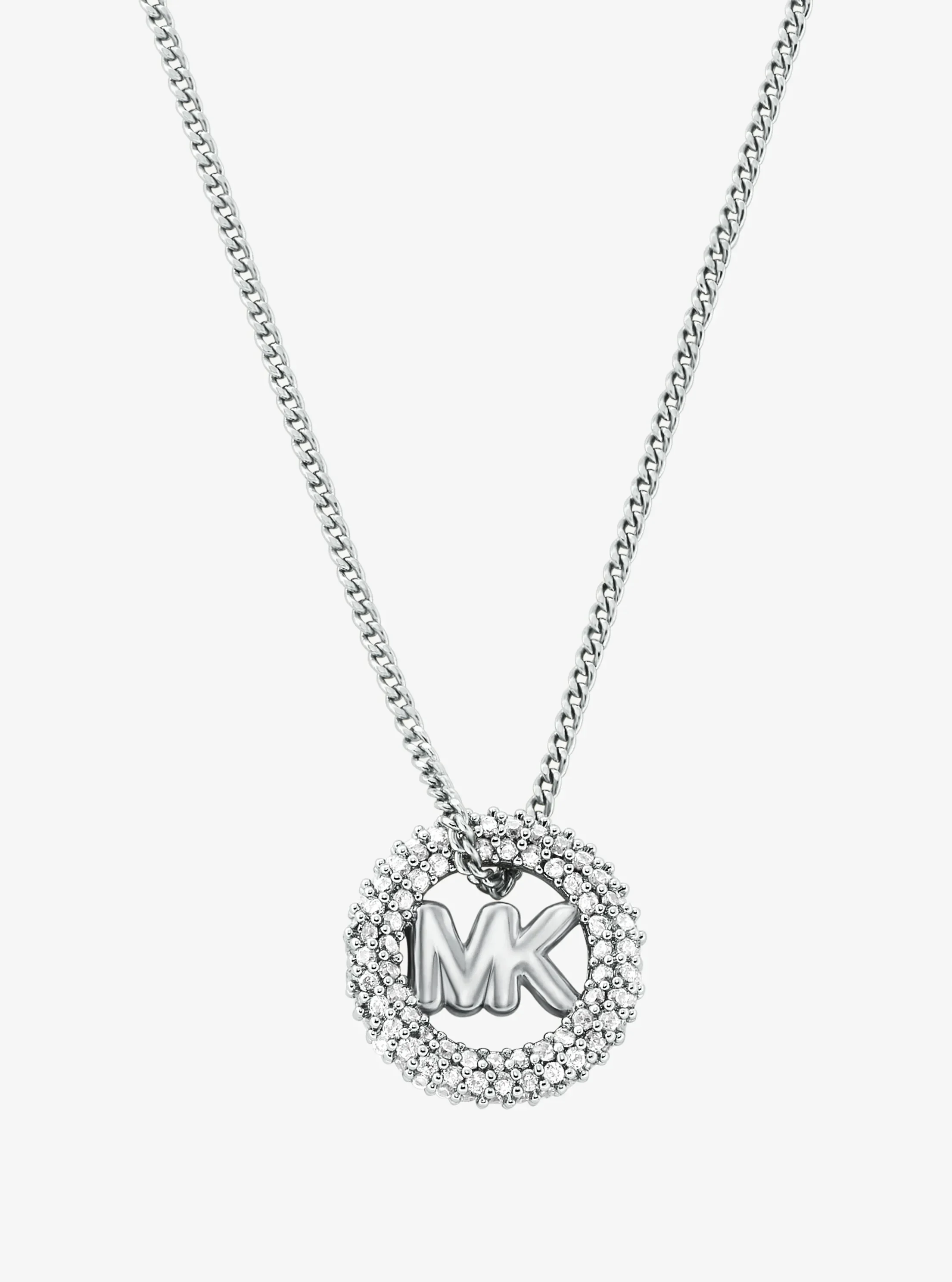 Женское колье Michael Kors Pavé and Logo Charm Two-Tone, цвет: Серебряный — фото 2