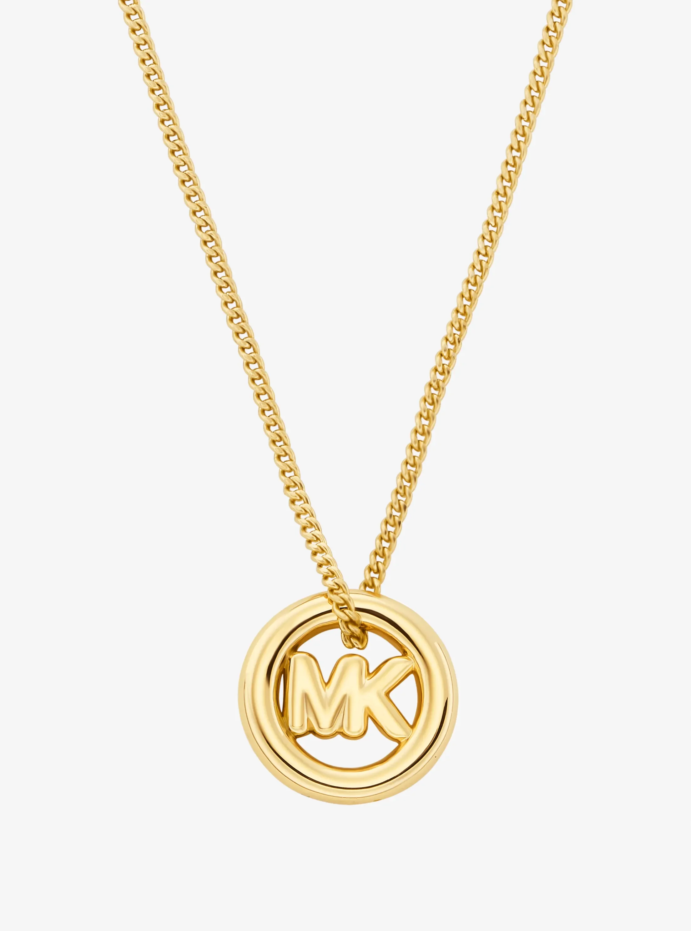Женское колье Michael Kors Logo Charm, цвет: Золотой — фото 2