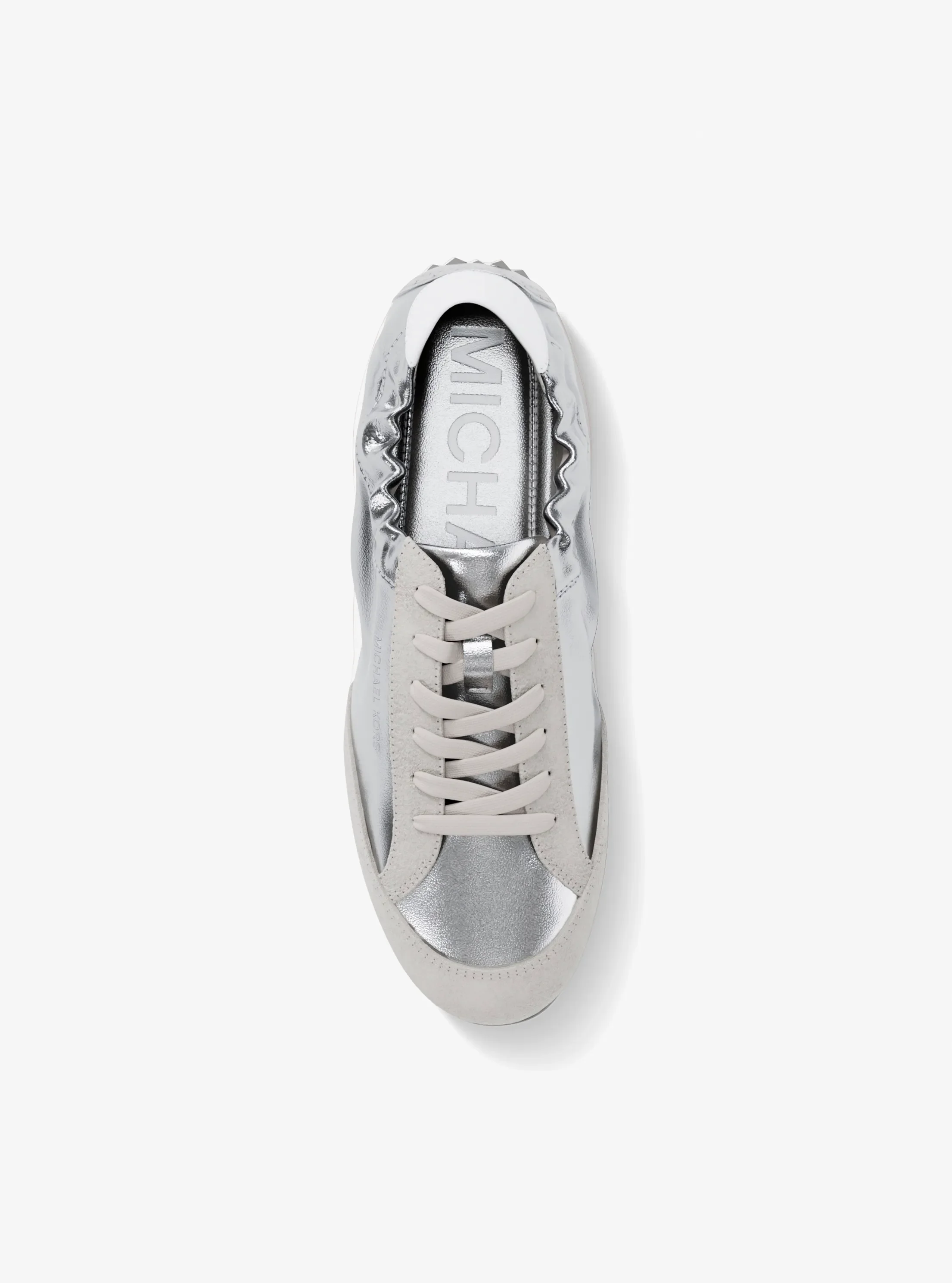 Кроссовки Michael Kors Susie Metallic Leather Trainer, цвет: Серебряный — фото 5