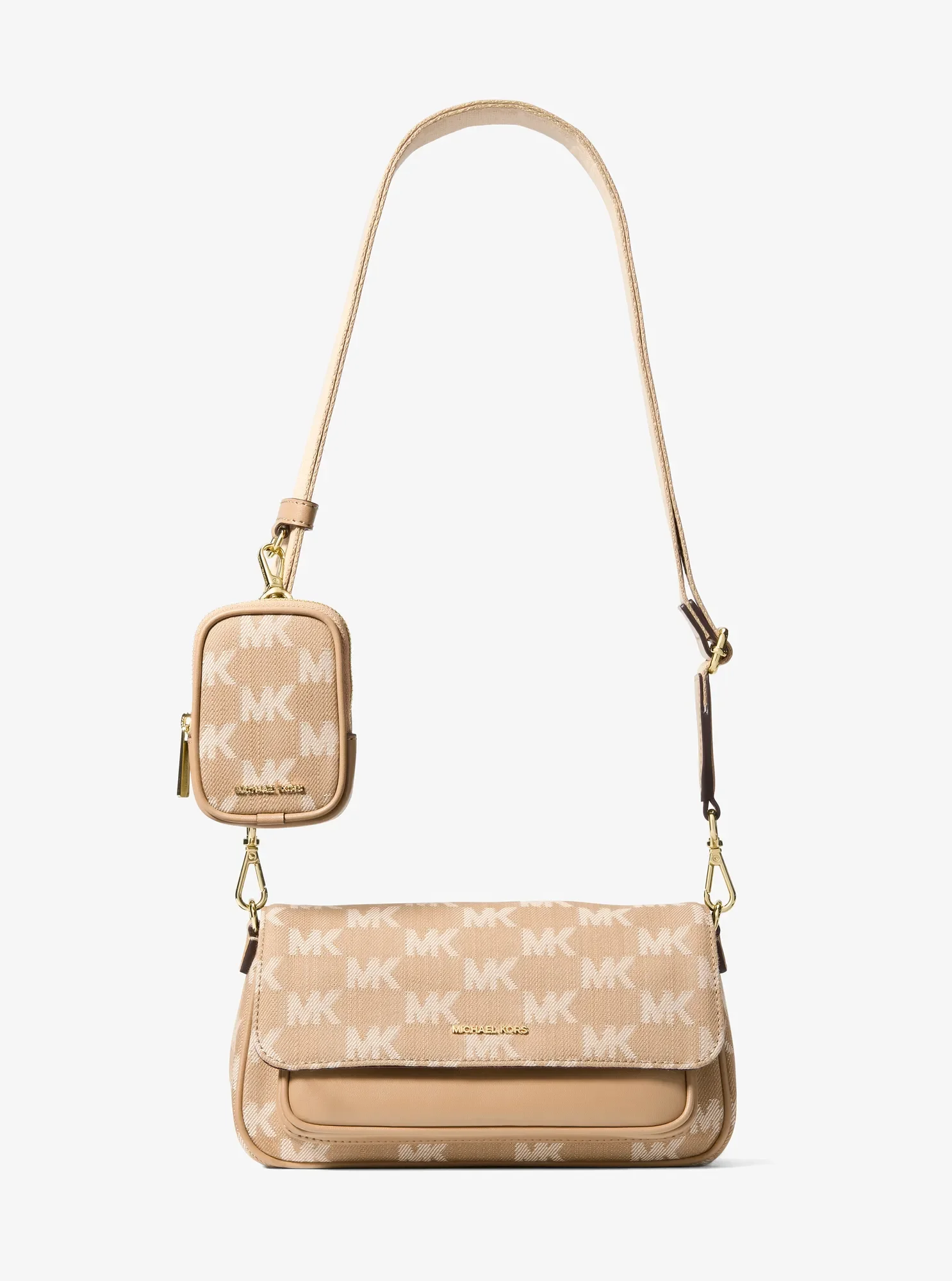 Michael Kors Jet Set Travel Small Logo Jacquard Denim Crossbody Bag With Pouch
