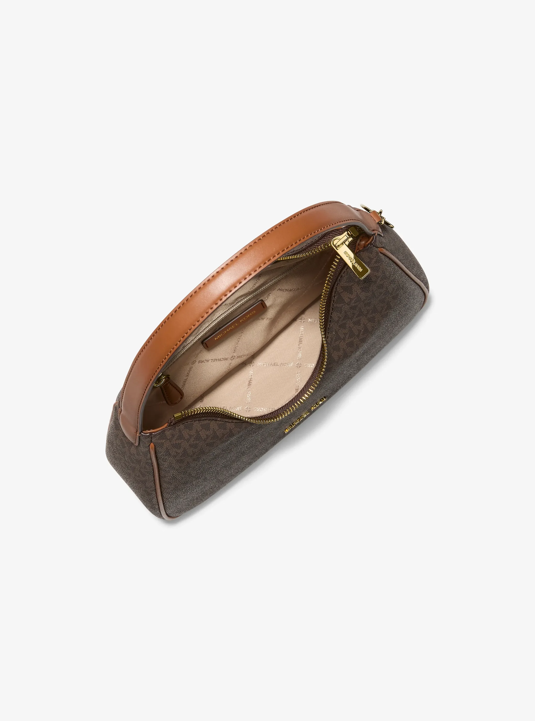 Женская сумка Michael Kors Nayla Small Signature Logo Hobo Shoulder, цвет: Коричневый — фото 2