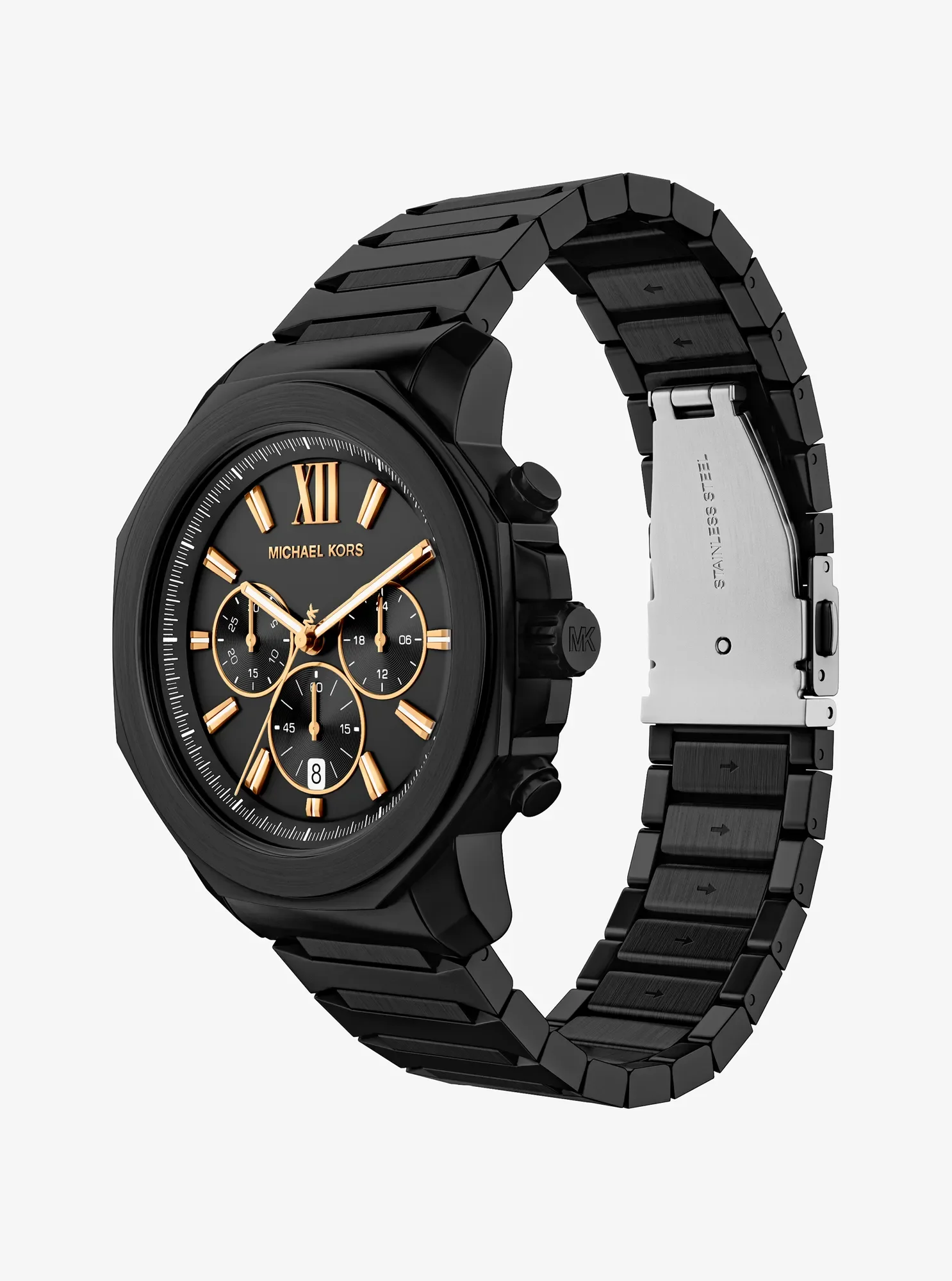 Женские часы Michael Kors Oversized Prescott Black-Tone Watch, цвет: Чёрный — фото 5