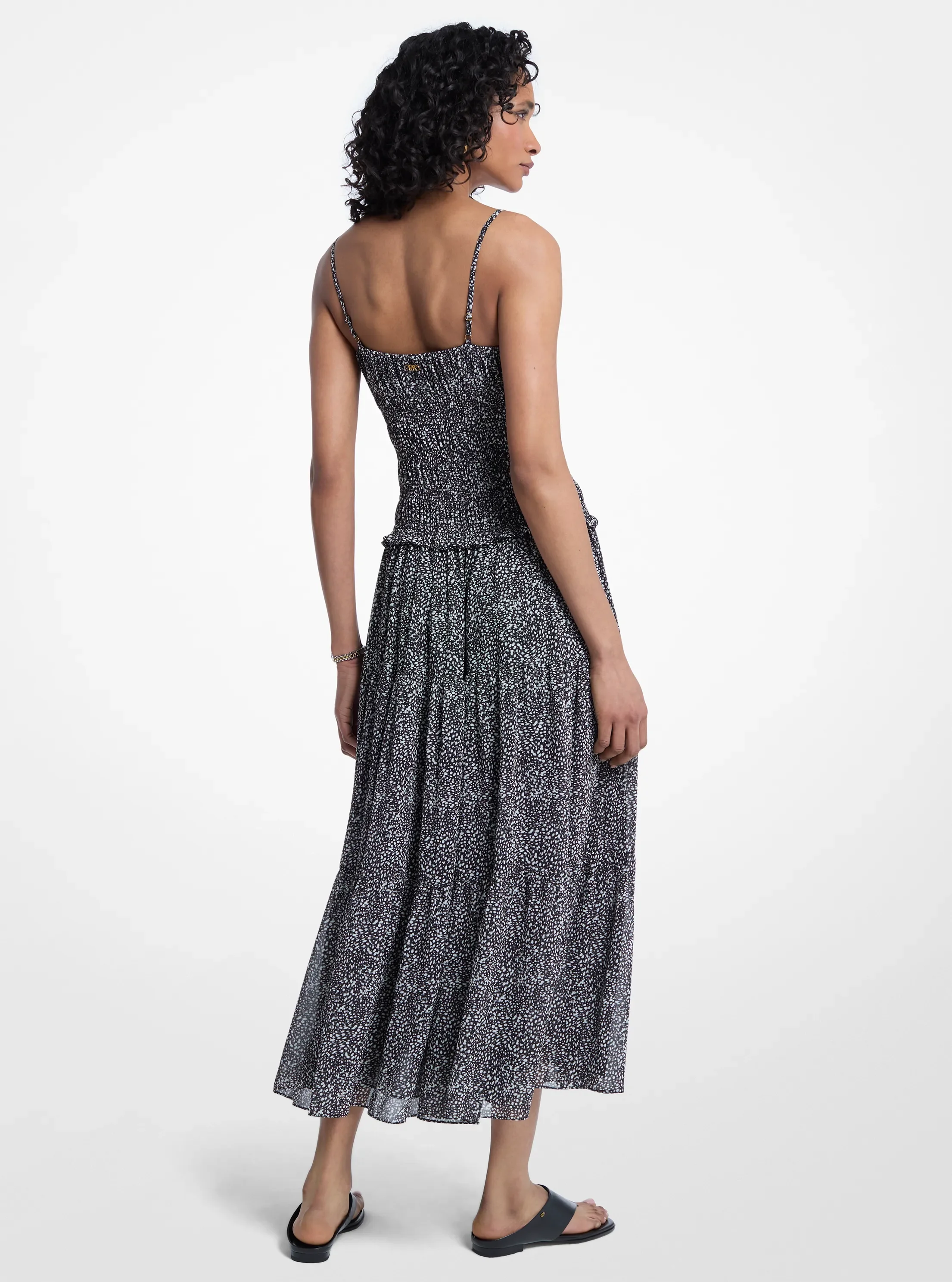 Michael Kors Abstract Print Georgette Smocked Dress — фото 2