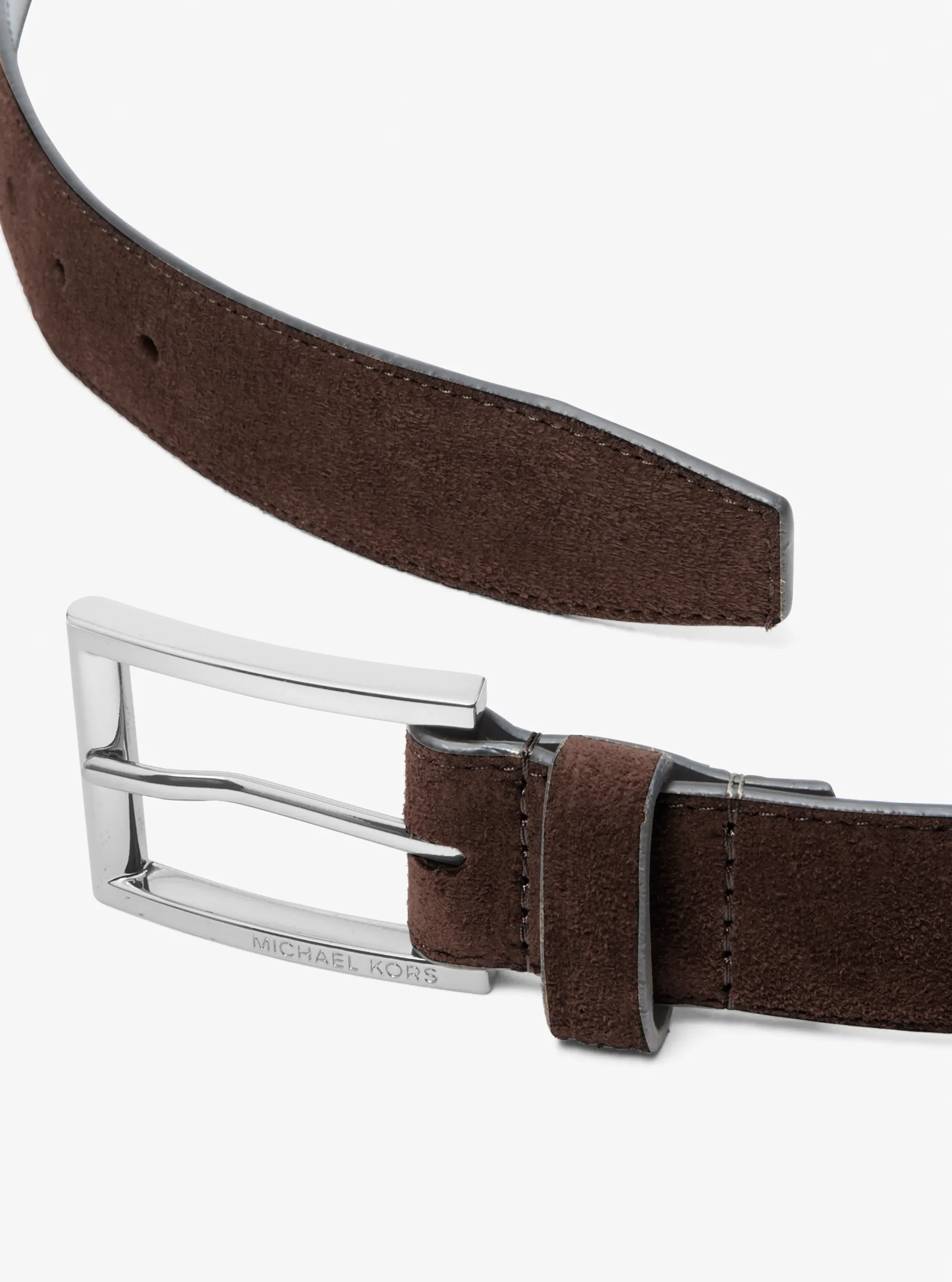 Мужской ремень Michael Kors • Belt <br/>• Suede <br/>• 100% suede <br/>• Silver-tone hardware <br/>• Buckle fastening <br/>• Imported, цвет: Шоколадный — фото 2
