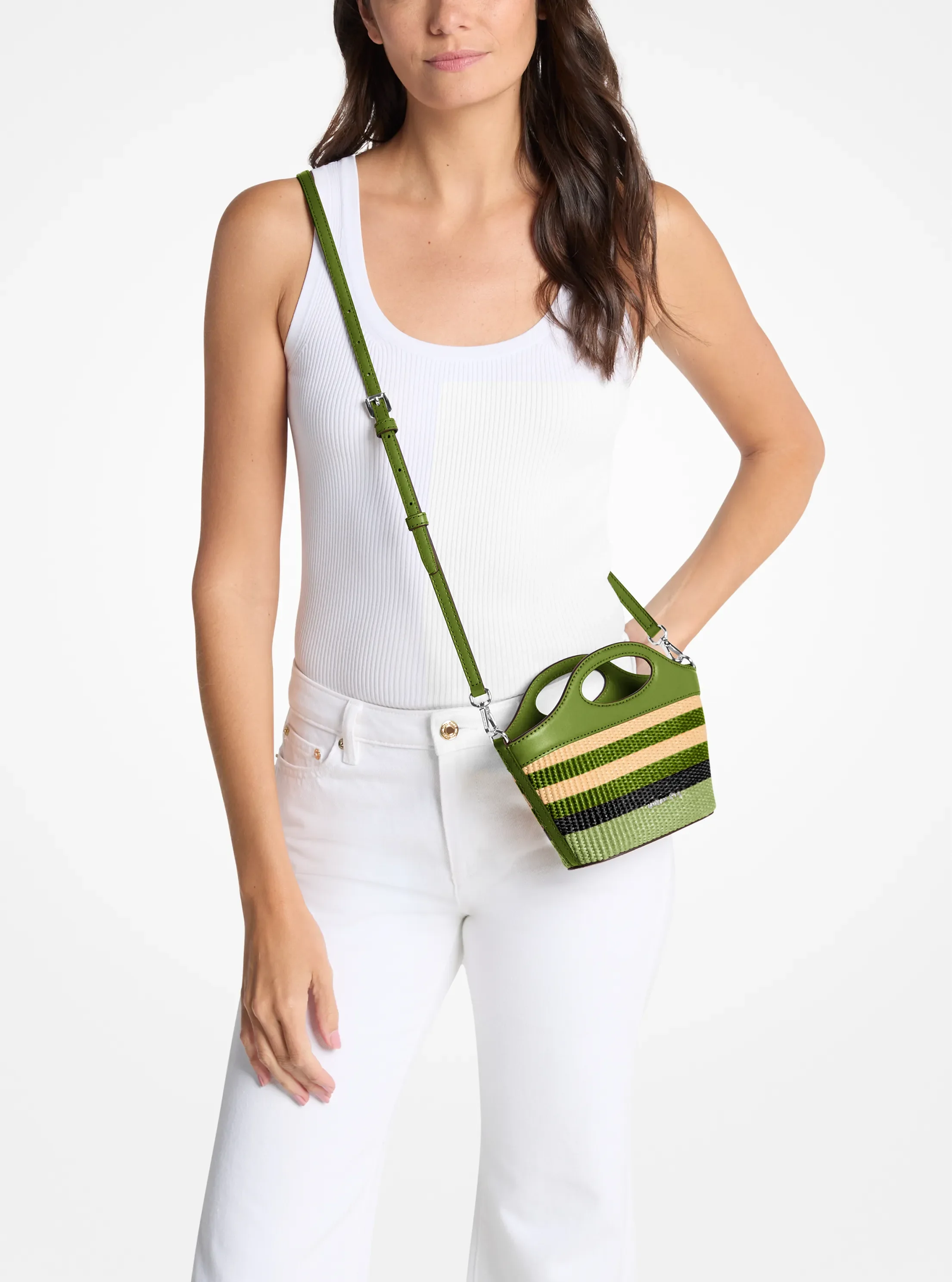 Сумки Michael Kors Tatum Small Striped Woven Crossbody — фото 3
