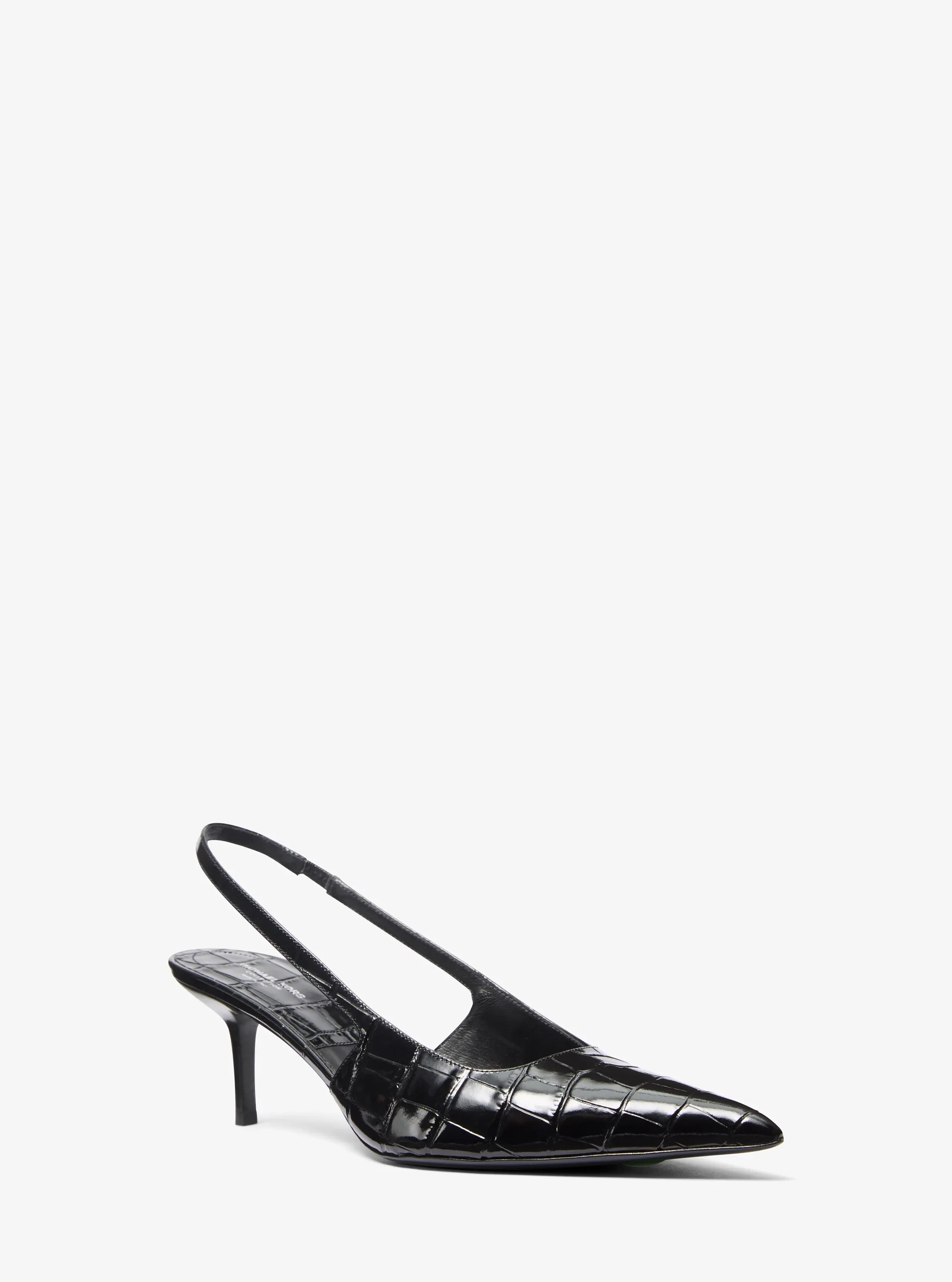 Женские туфли Michael Kors Emma Crocodile Embossed Leather Slingback Pump, цвет: Чёрный