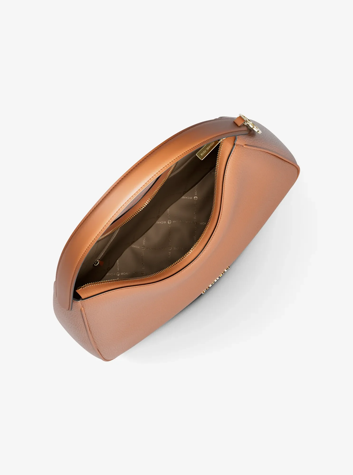 Женская сумка Michael Kors Nayla Medium Pebbled Leather Shoulder, цвет: Светло-коричневый — фото 2
