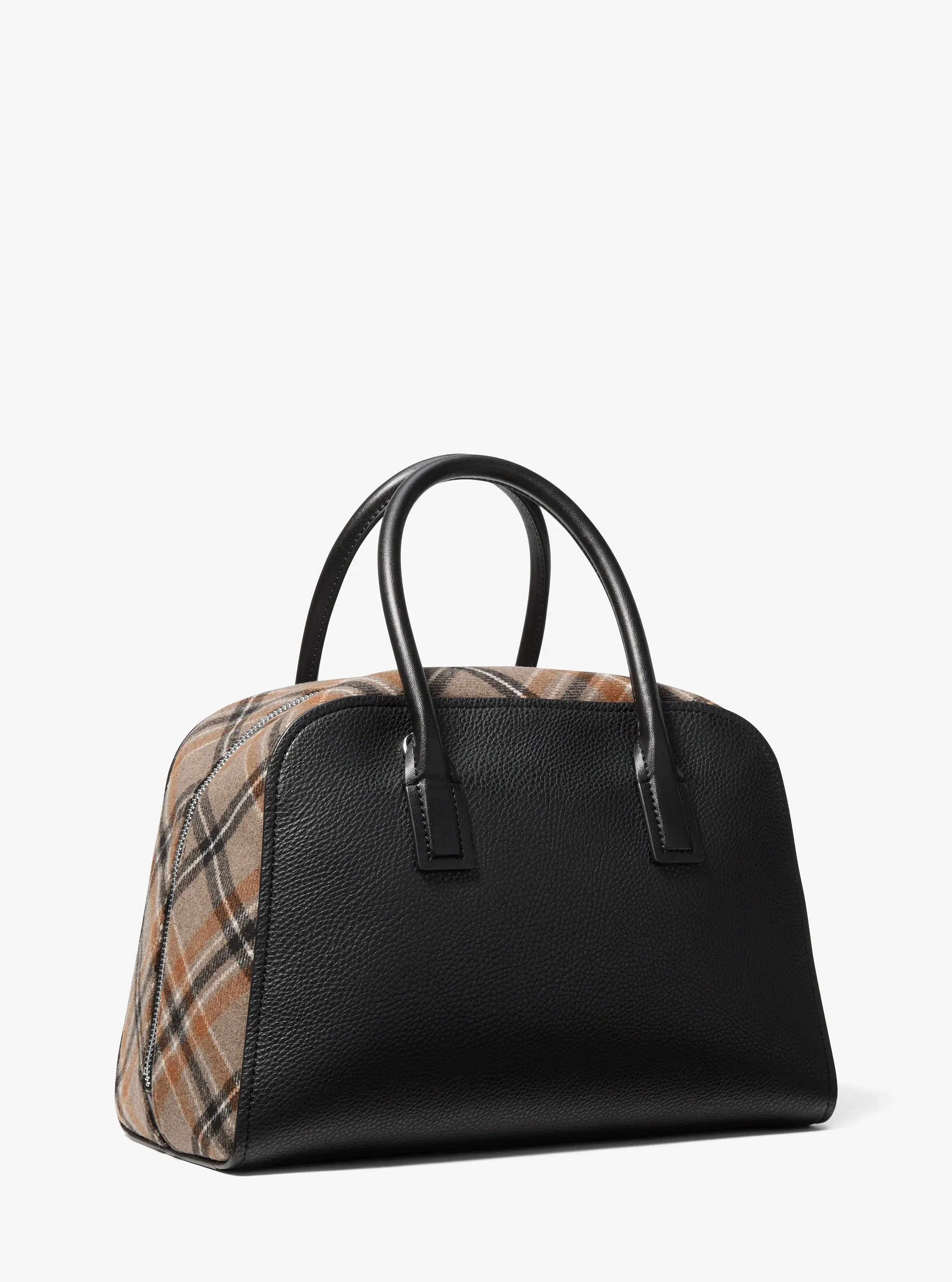 Женская сумка Michael Kors Ashton Medium Smooth And Plaid Wool Blend Satchel, цвет: Чёрный — фото 3