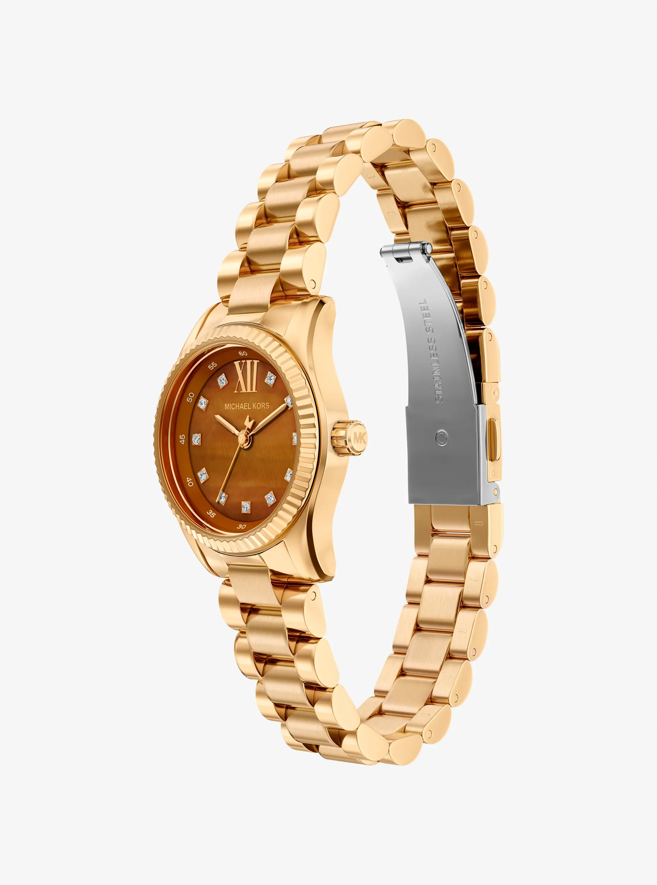 Женские часы Michael Kors Petite Lexington Pavé Gold-Tone Watch, цвет: Золотой — фото 6