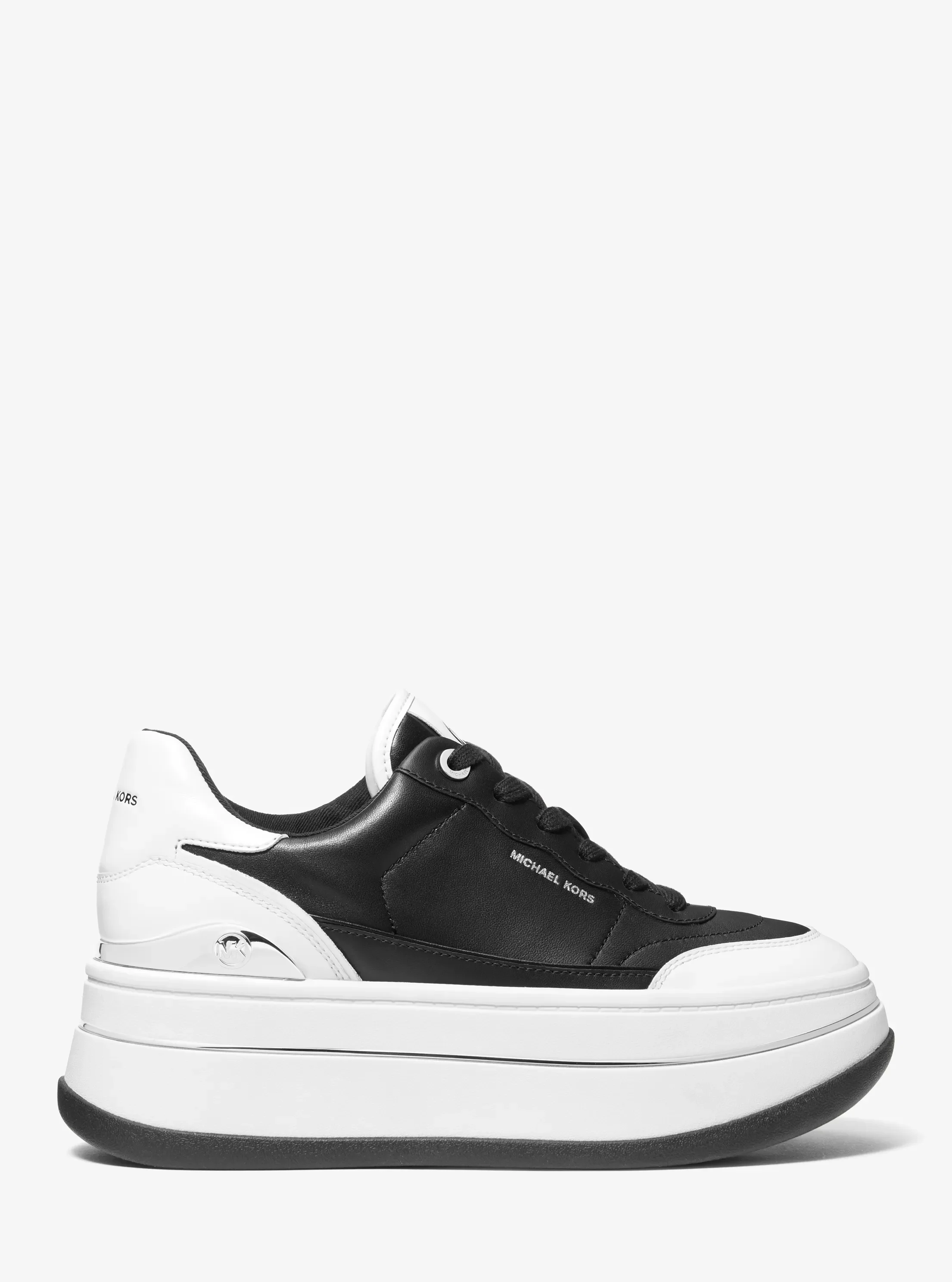 Кроссовки Michael Kors Hayes Two-Tone Leather Platform, цвет: Чёрный / Белый — фото 2