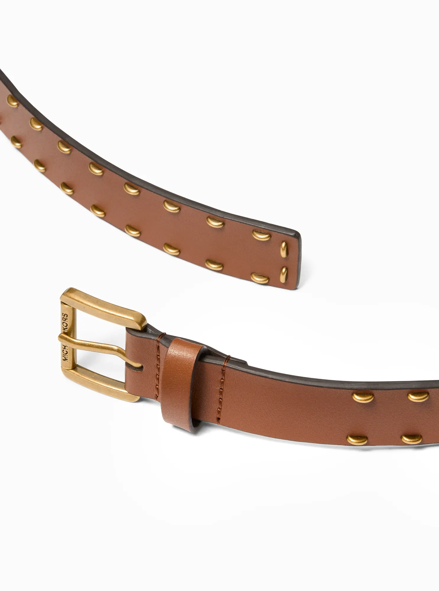 Женский ремень Michael Kors Studded Leather Belt, цвет: Светло-коричневый — фото 2