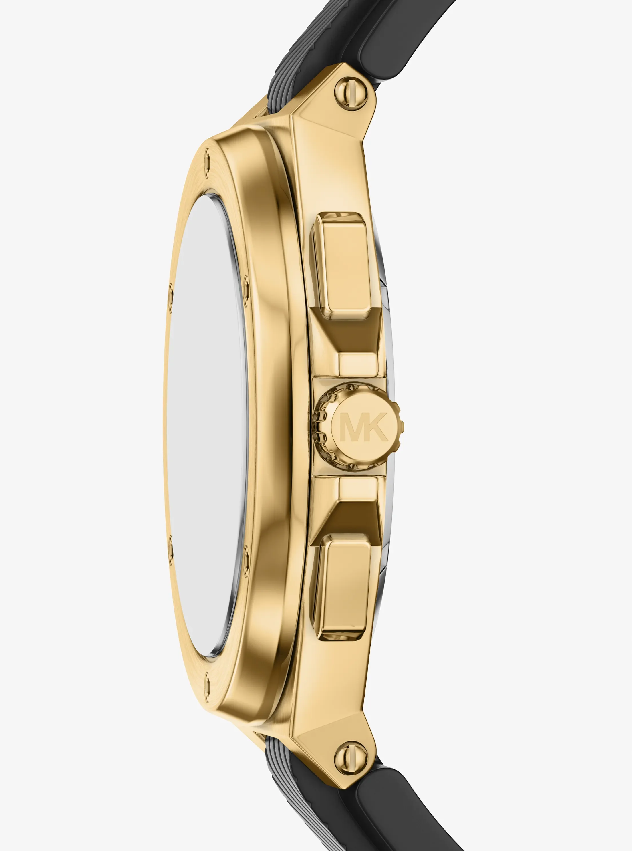 Часы Michael Kors Oversized Lennox Gold-Tone and Silicone Watch, цвет: Золотой — фото 2