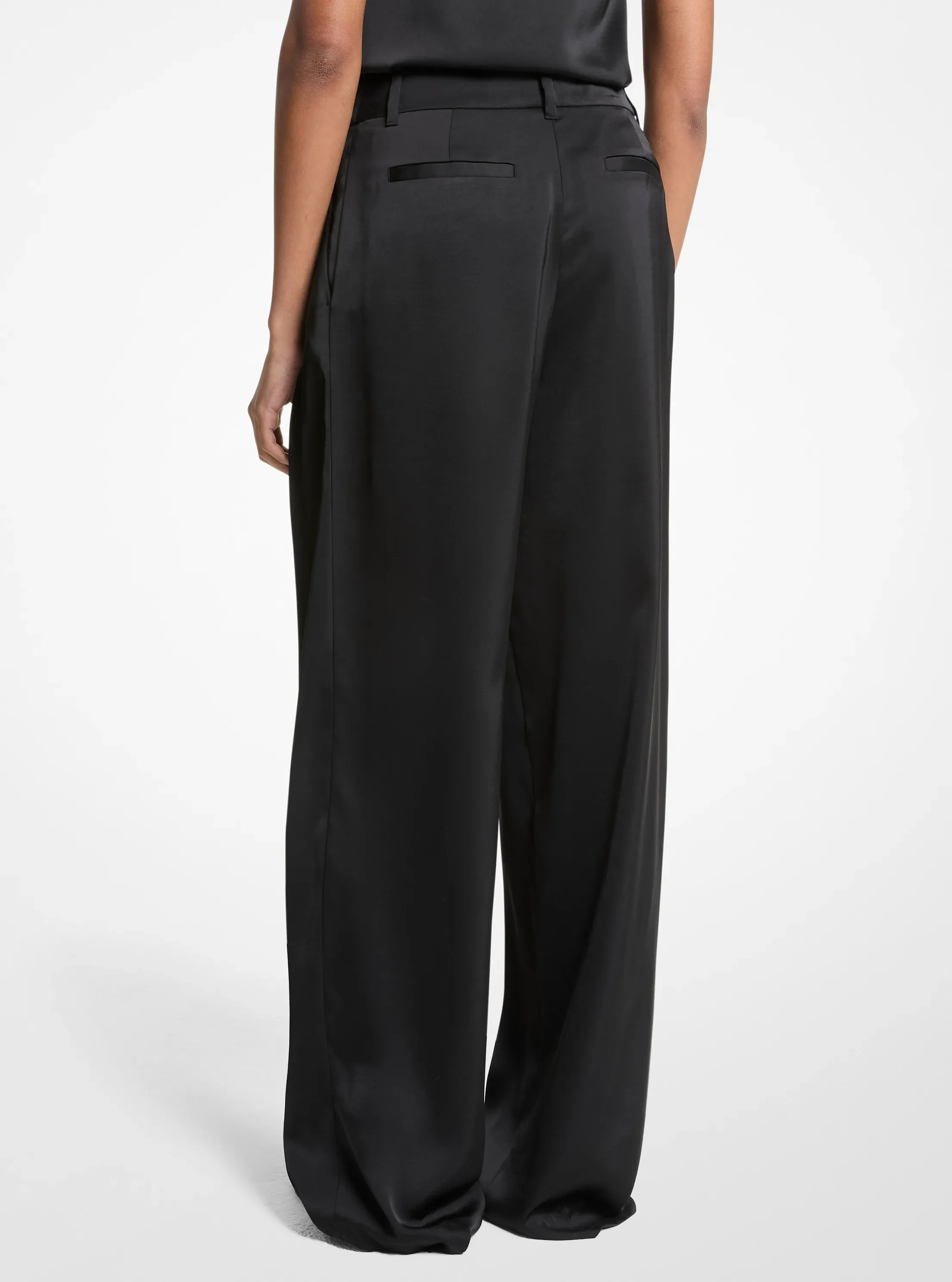 Женские брюки Michael Kors Drapey Satin Wide Leg, цвет: Чёрный — фото 2