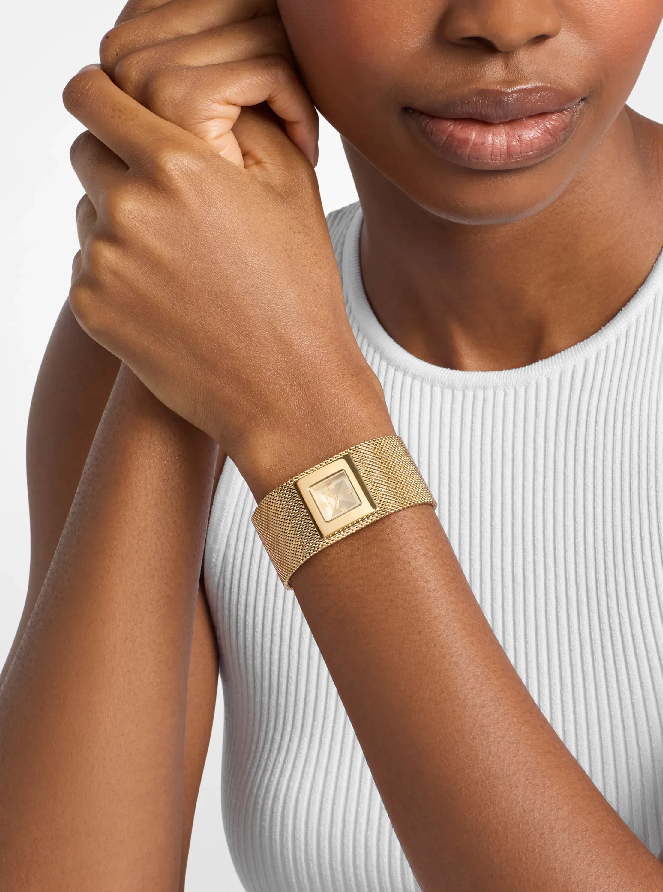 Женские часы Michael Kors Petite Georgie Gold-Tone Mesh Watch — фото 4