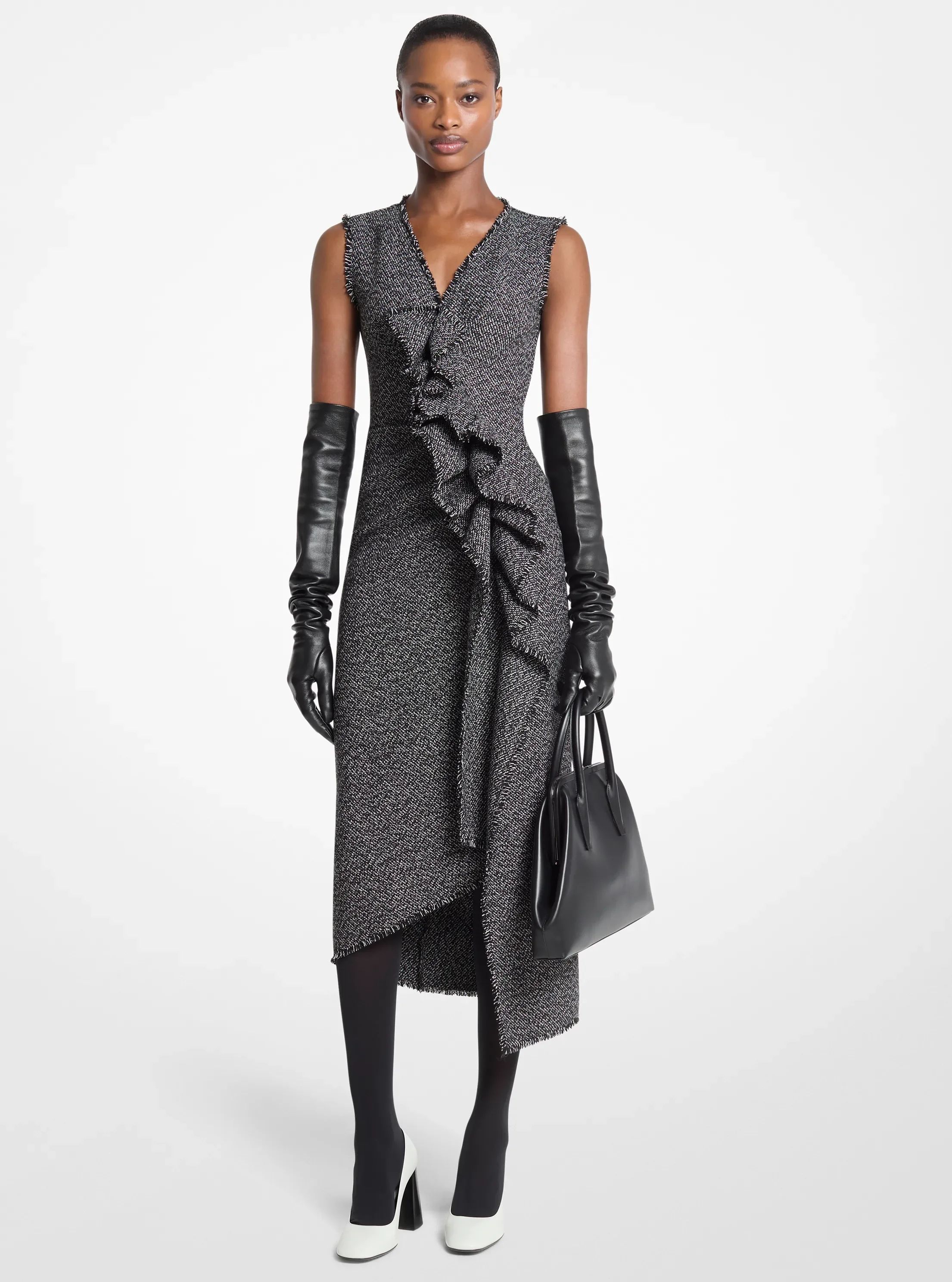 Michael Kors Frayed Crosshatch Tweed Sheath Dress
