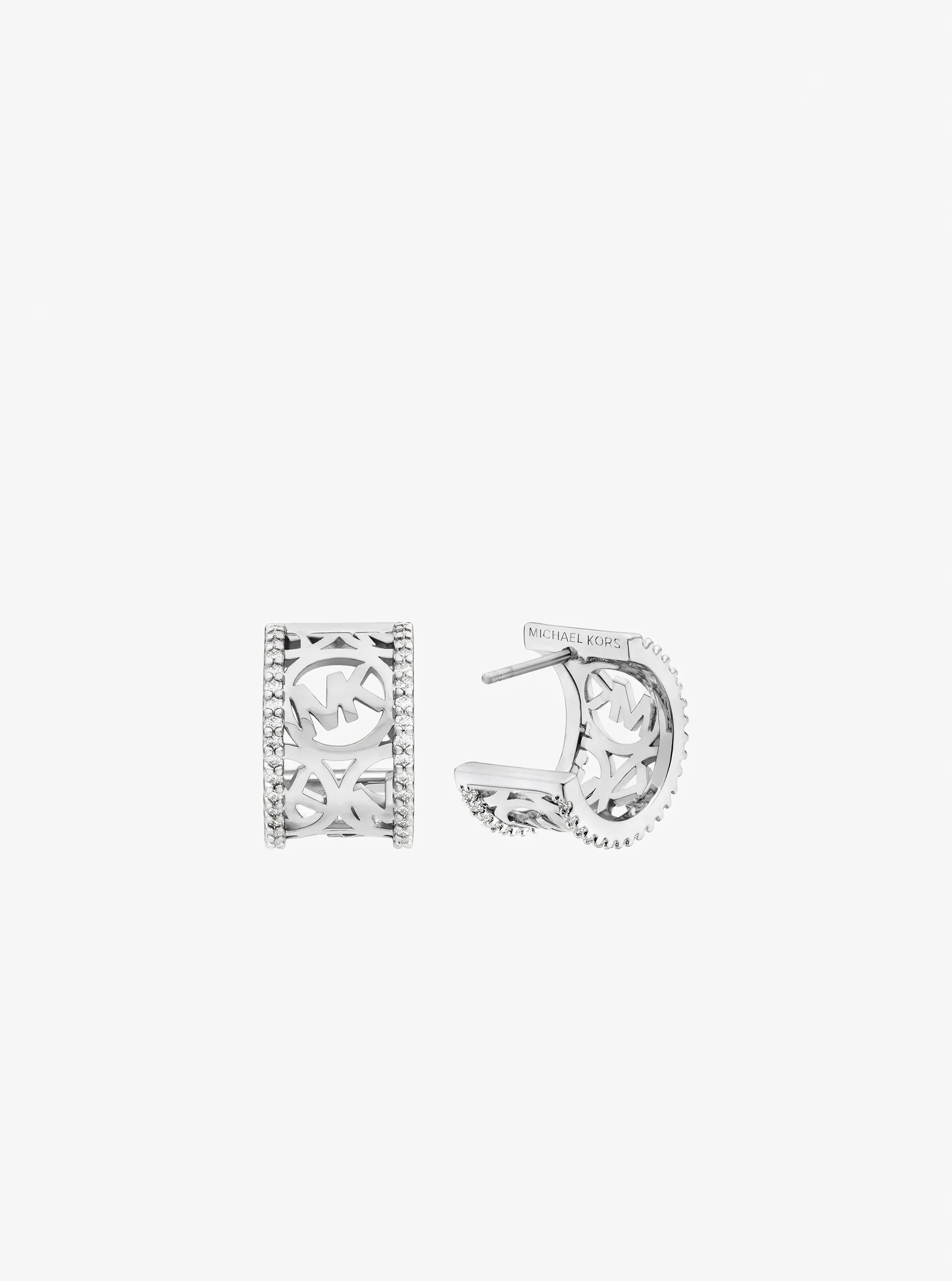 Серьги Michael Kors Pavé Logo Huggie, цвет: Серебряный — фото 2