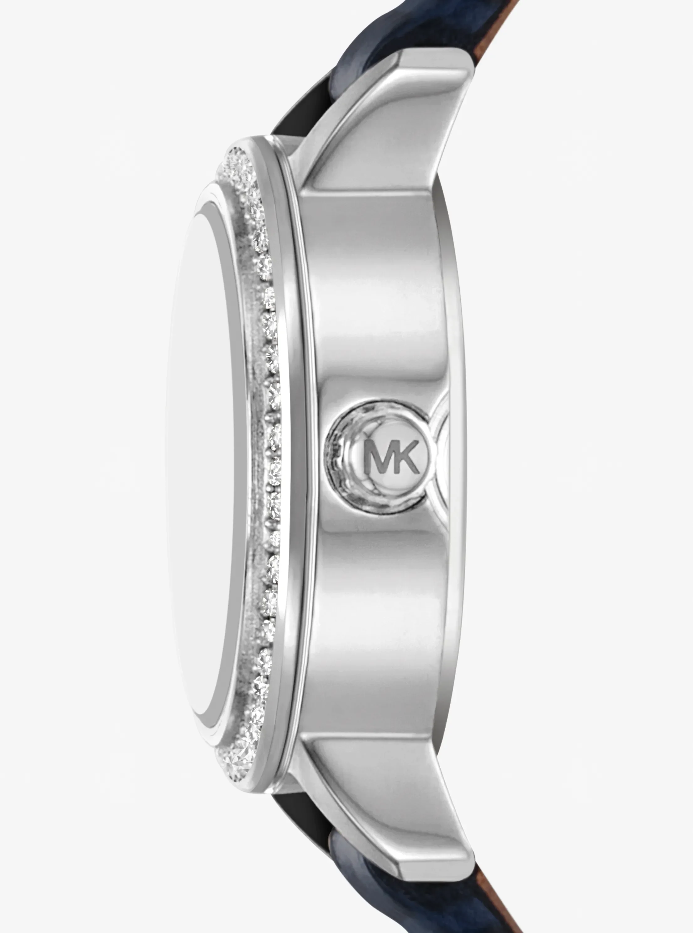 Часы Michael Kors Micro Melissa Pavé Silver-Tone and Crocodile Embossed Leather Watch, цвет: Серебряный — фото 2