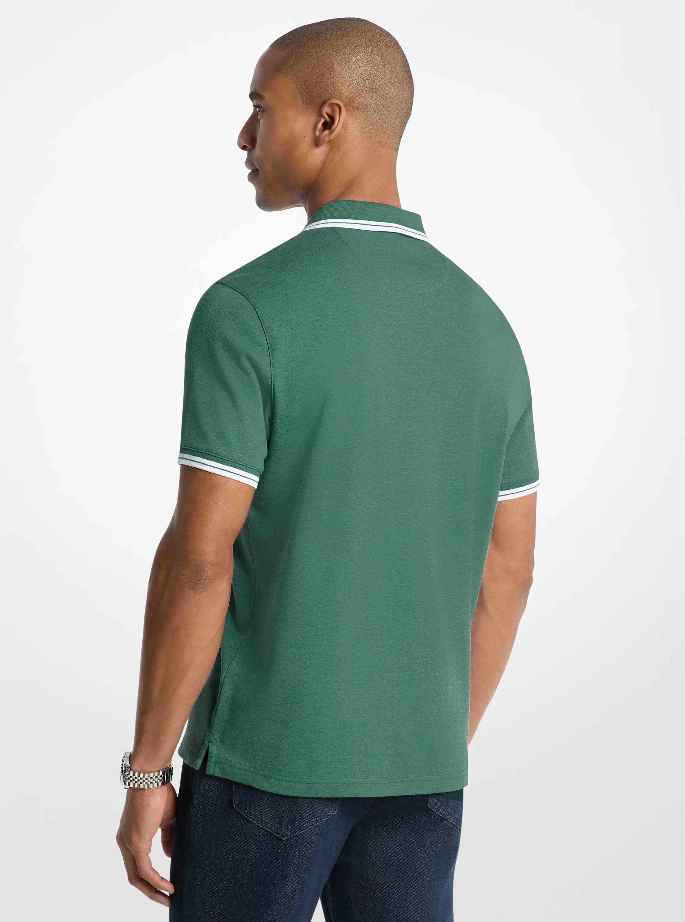 Поло Michael Kors Greenwich Cotton Polo Shirt, цвет: Зелёный — фото 2