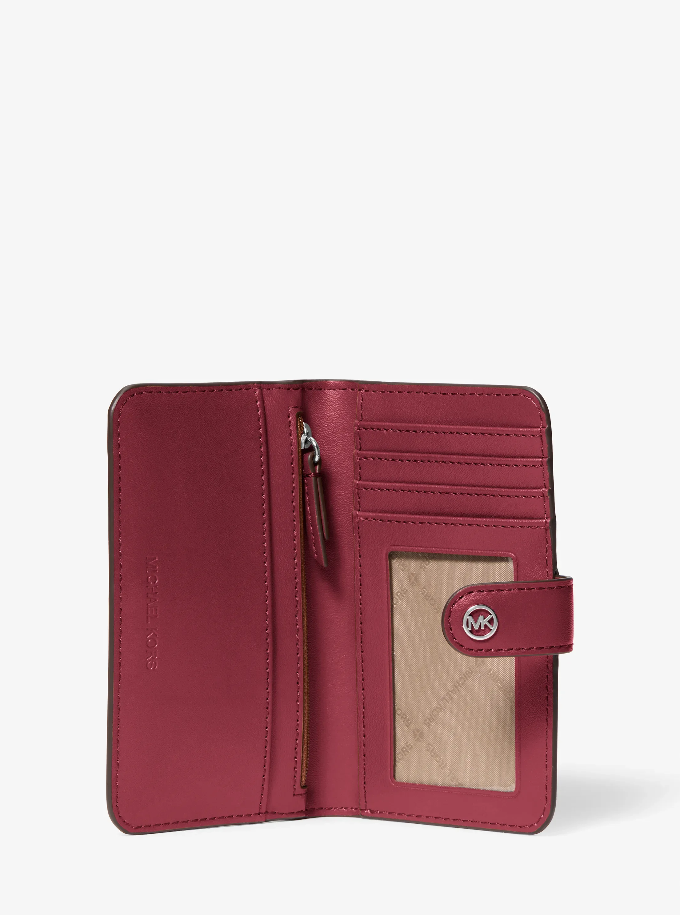 Кошелёк Michael Kors Jet Set Travel Medium Pebbled Leather Wallet, цвет: Тёмно-бордовый — фото 2