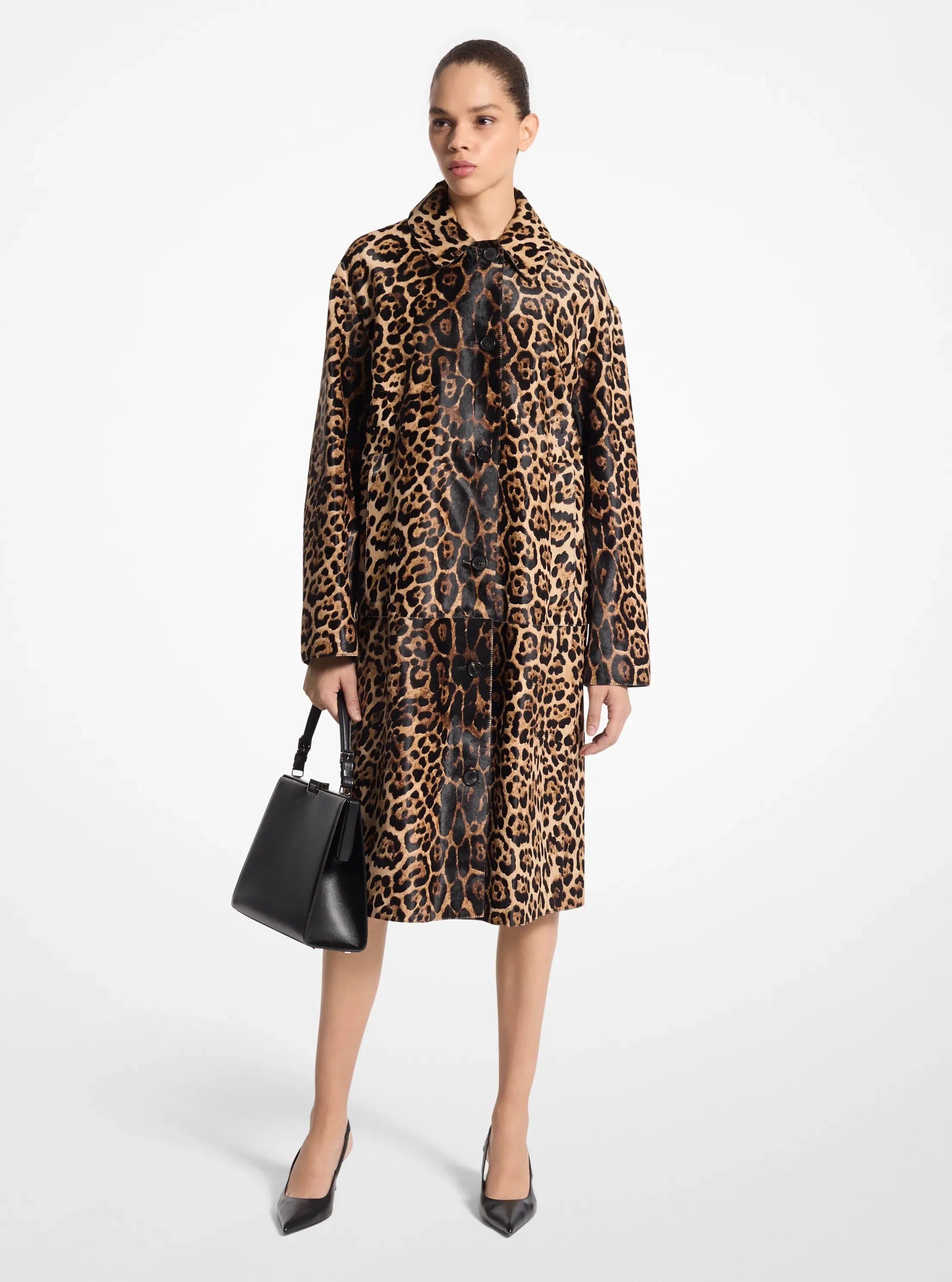 Женская сумка Michael Kors Jaguar Print Calf Hair Balmacaan, цвет: Капучино