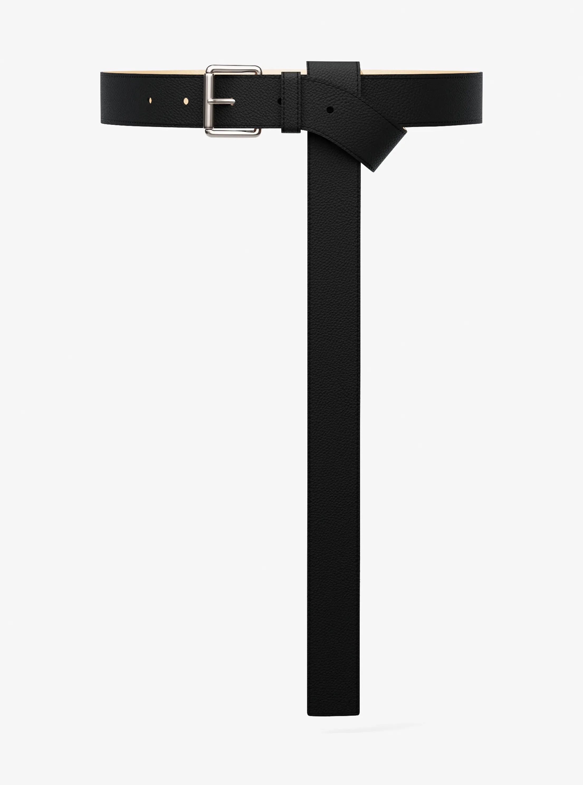 Ремень Michael Kors Pebbled Leather Belt, цвет: Чёрный