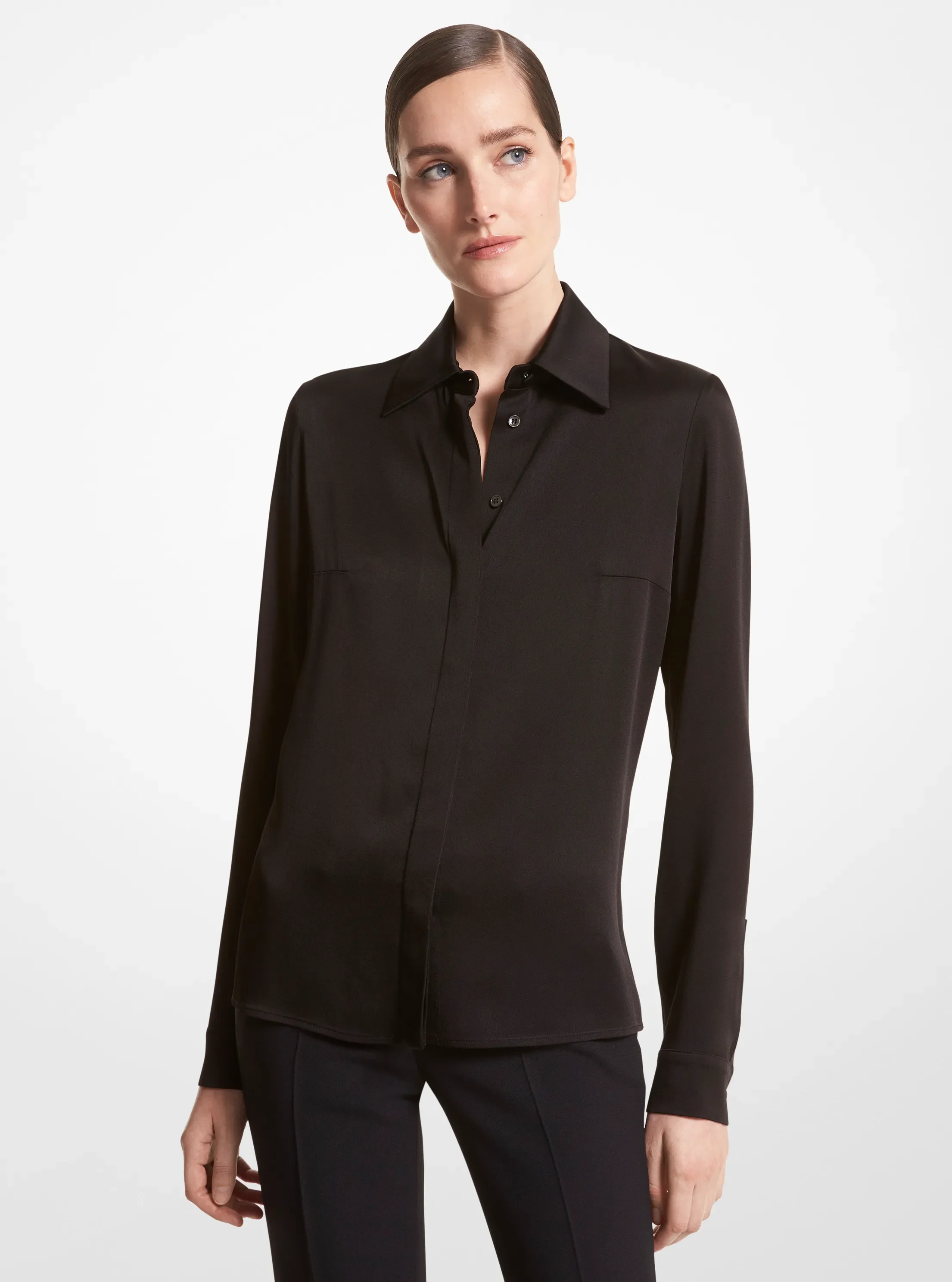 Женская рубашка Michael Kors Hansen Charmeuse, цвет: Чёрный