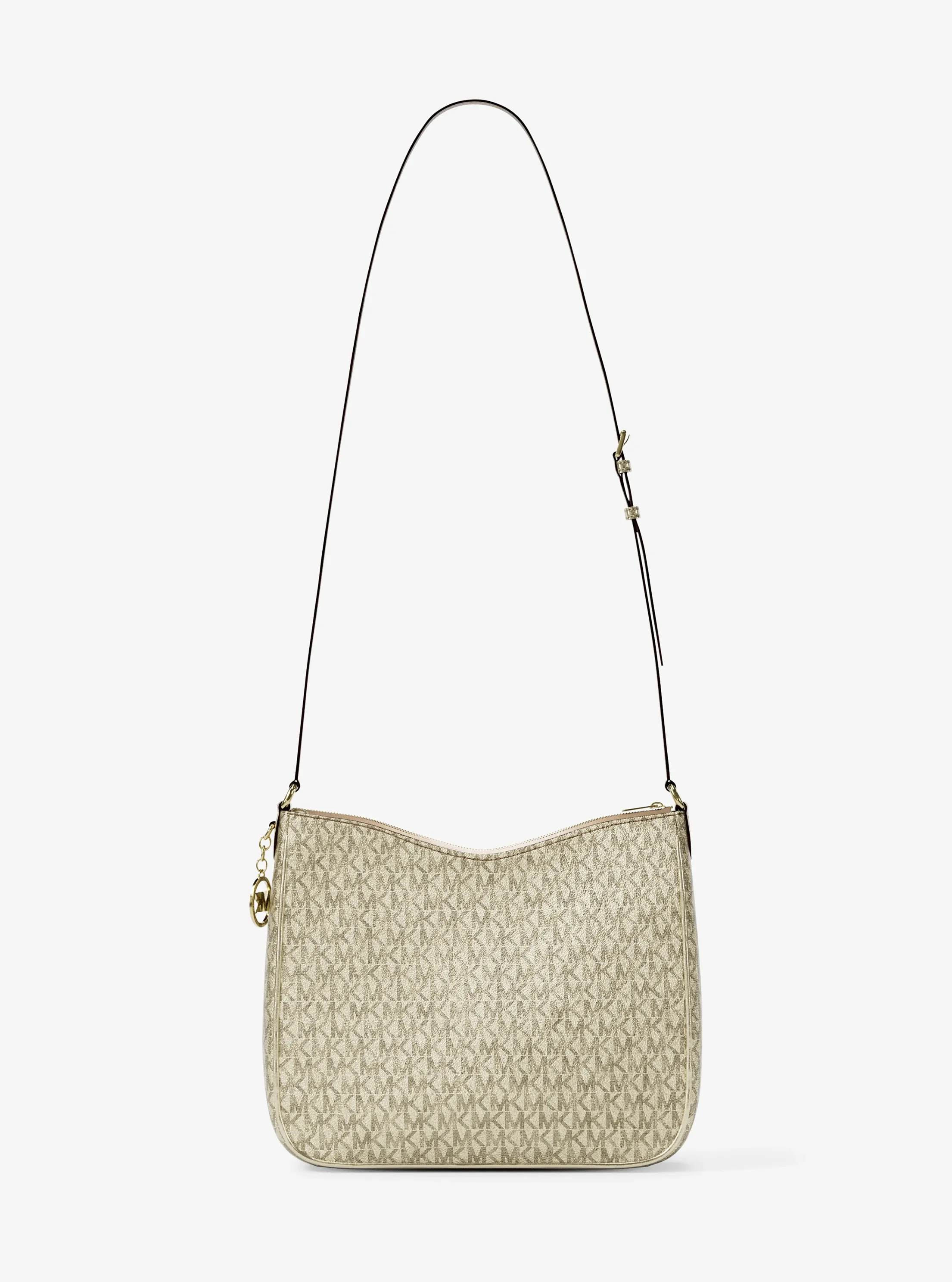 Michael Kors Nayla Medium Metallic Signature Logo Messenger Bag — фото 5