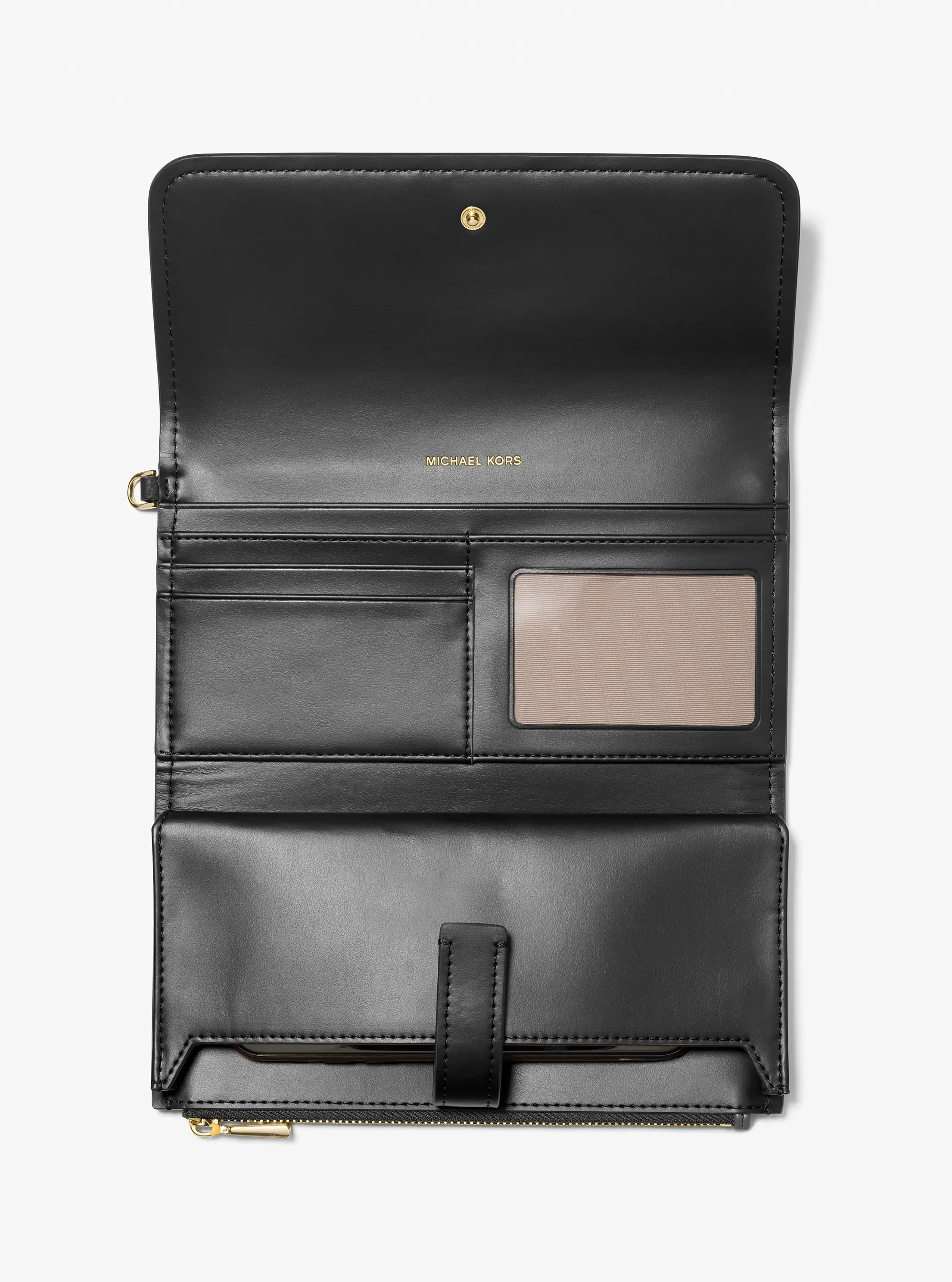 Женская сумка Michael Kors Jet Set Medium Pebbled Leather Smartphone Wristlet, цвет: Чёрный — фото 2