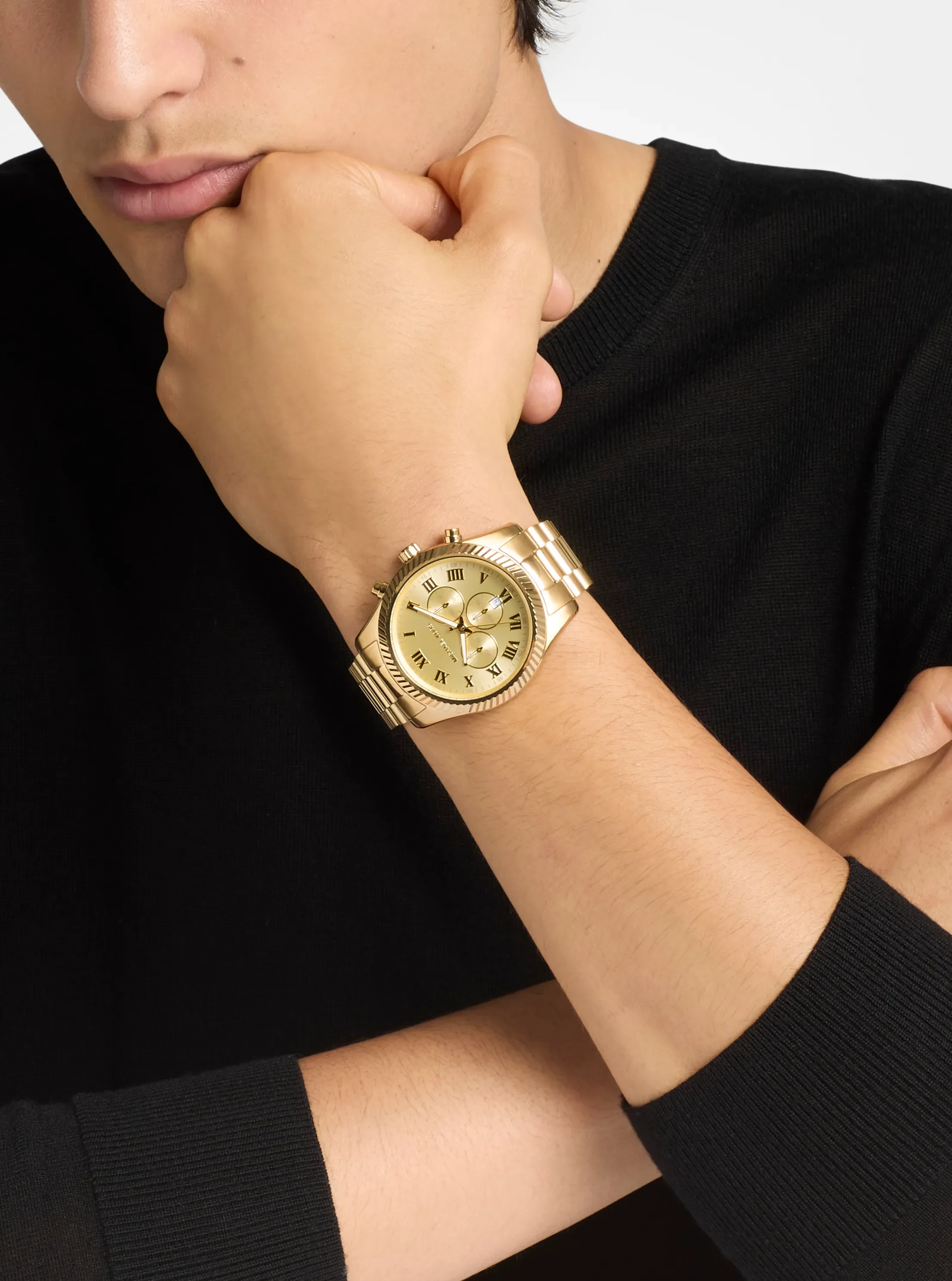 Женские часы Michael Kors Oversized Lexington Gold-Tone Watch — фото 4