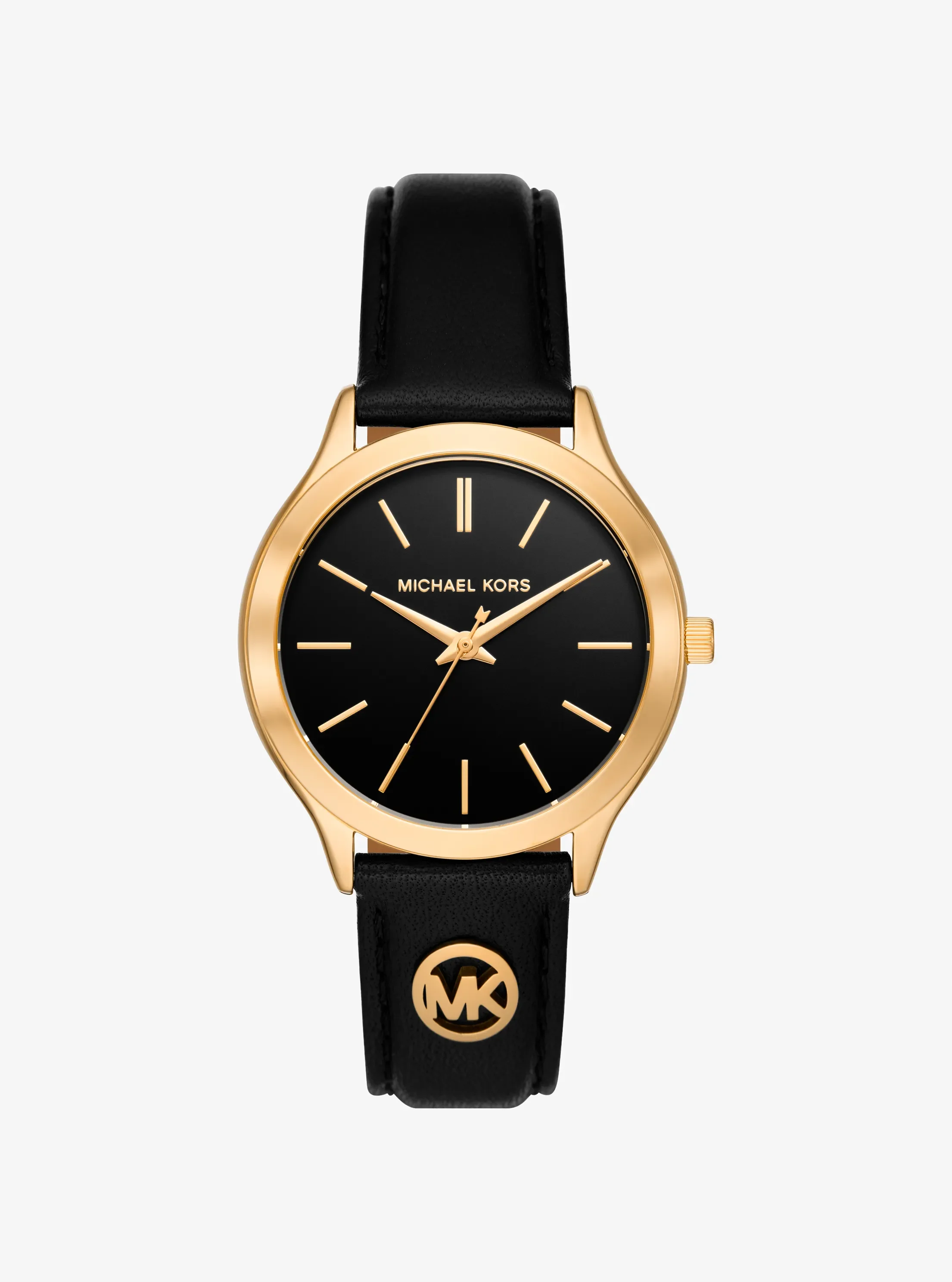 Женские часы Michael Kors Slim Runway Gold-Tone and Leather Watch