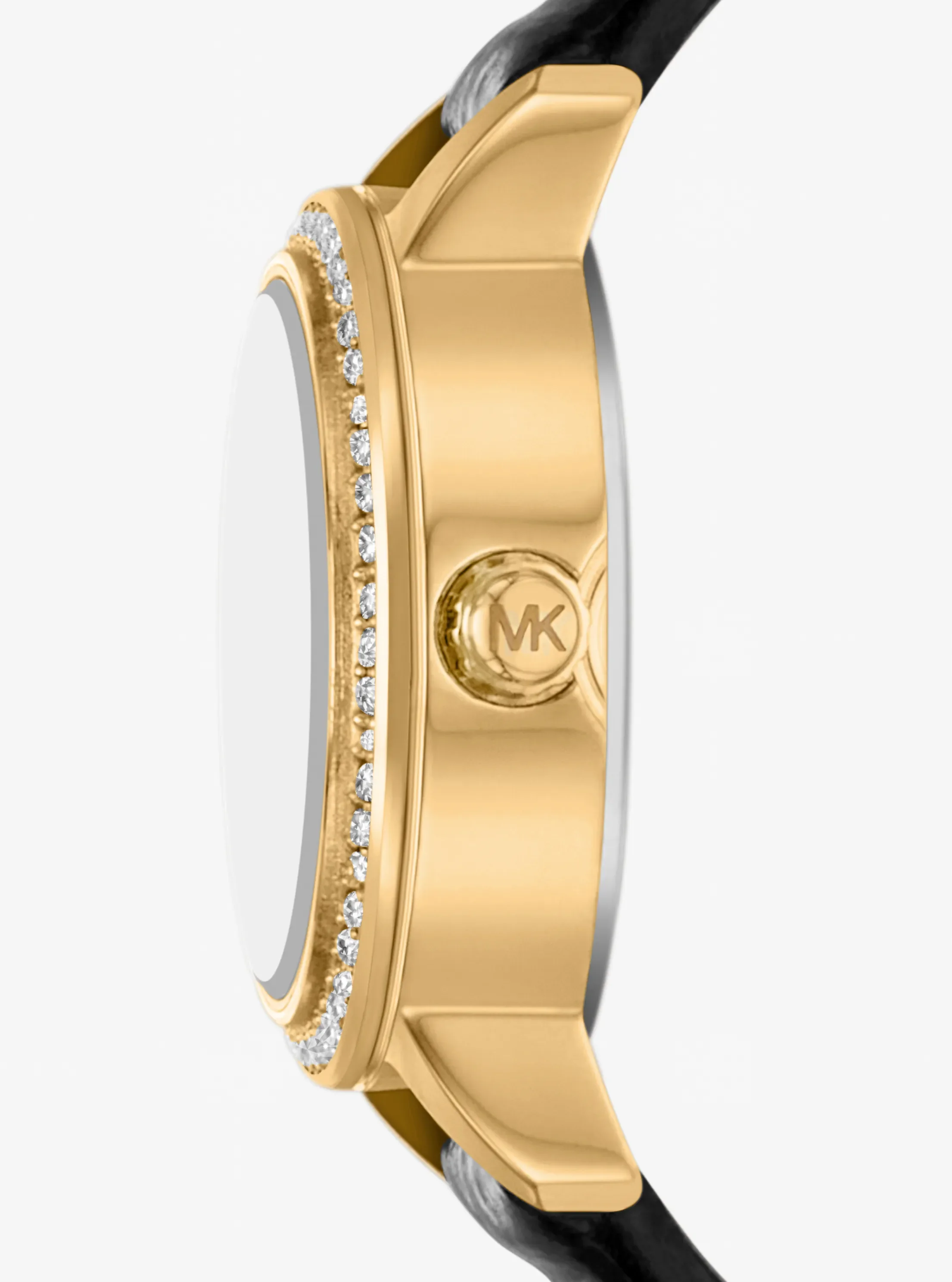 Часы Michael Kors Micro Melissa Pavé Gold-Tone and Crocodile Embossed Leather Watch, цвет: Золотой — фото 2