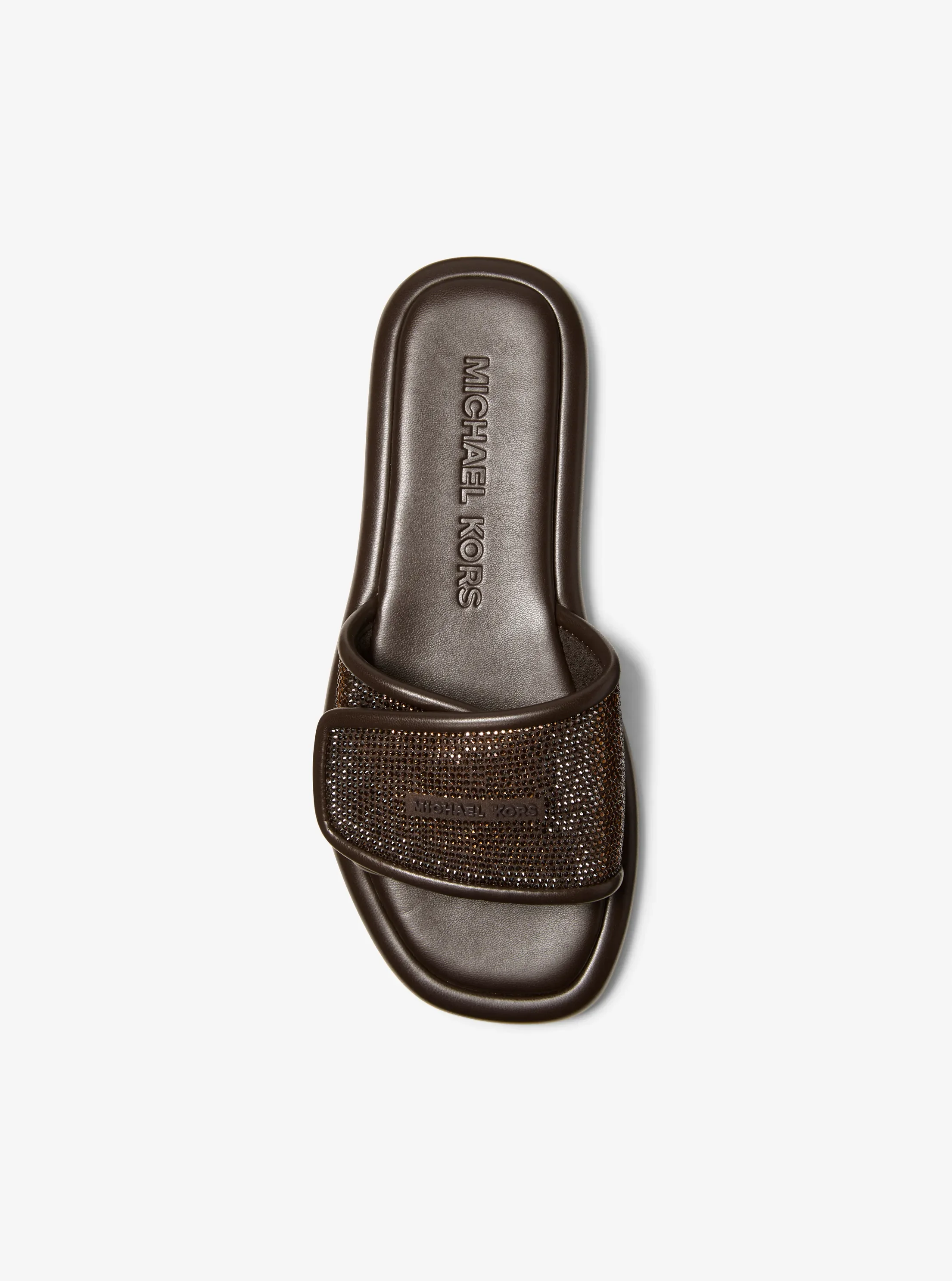 Женские сандалии Michael Kors Suki Embellished Slide Sandal, цвет: Шоколадный — фото 3