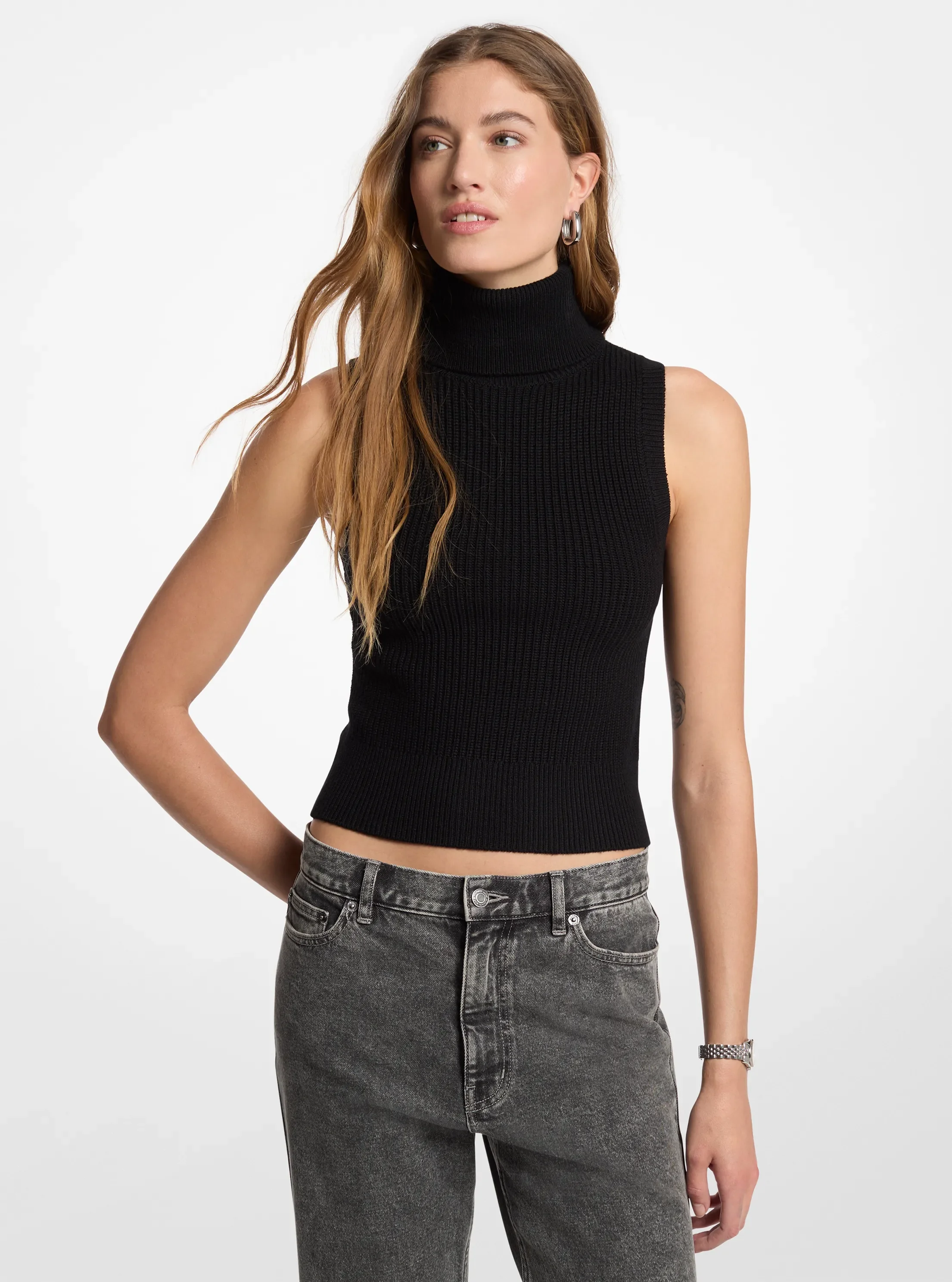 Michael Kors Wool Sleeveless Turtleneck Top