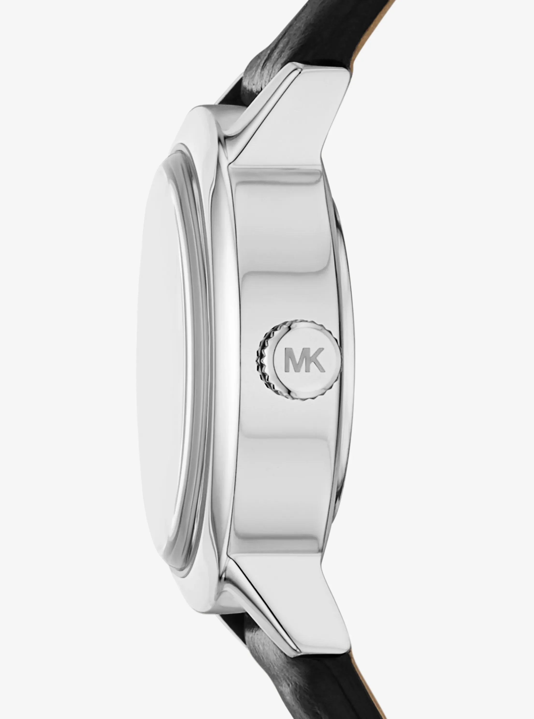 Женские часы Michael Kors Limited-Edition Petite Maude Silver-Tone and Crocodile Embossed Leather Watch, цвет: Чёрный — фото 2