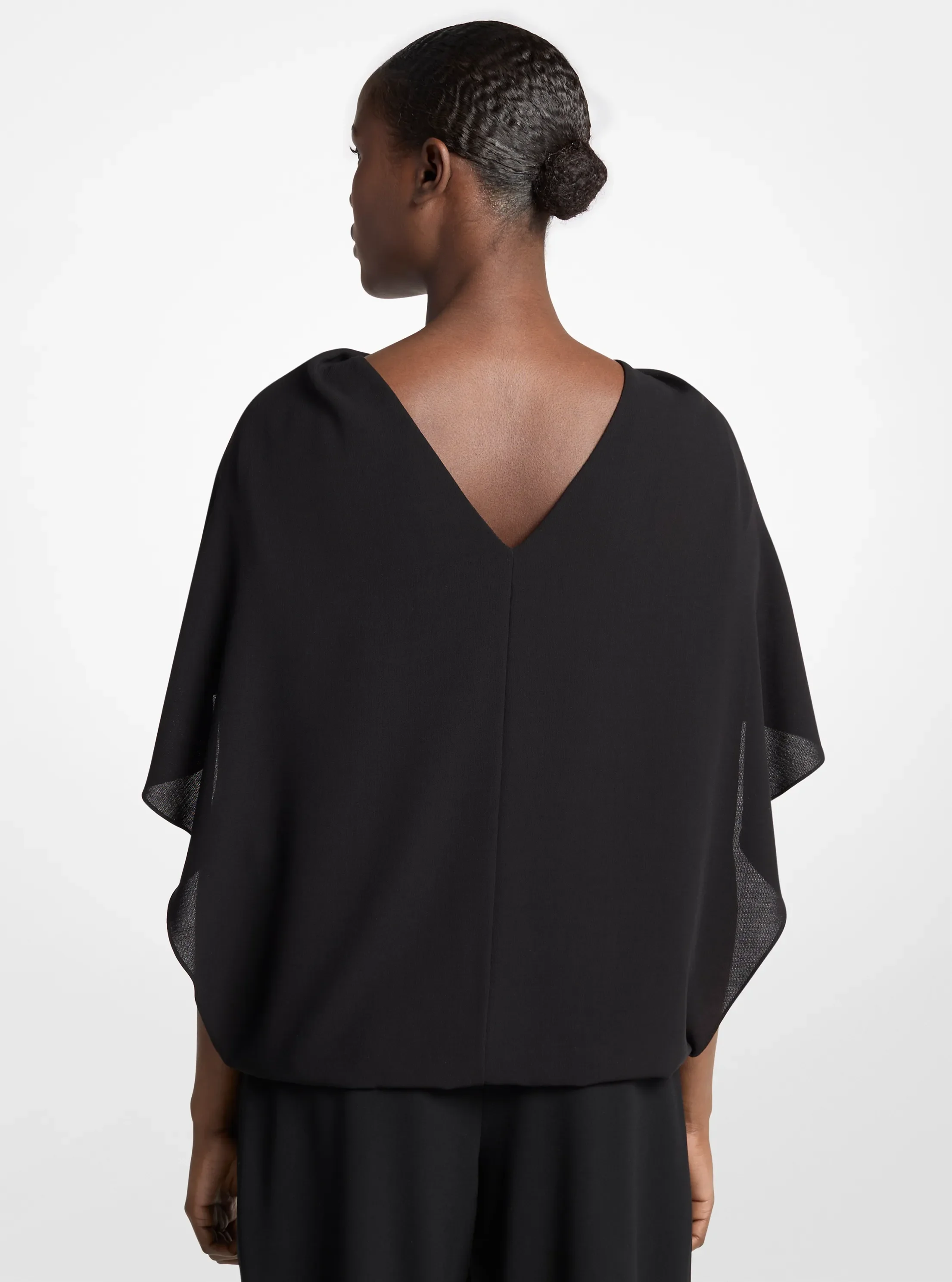 Женский топ Michael Kors Wool Crepe Cape Top, цвет: Чёрный — фото 2