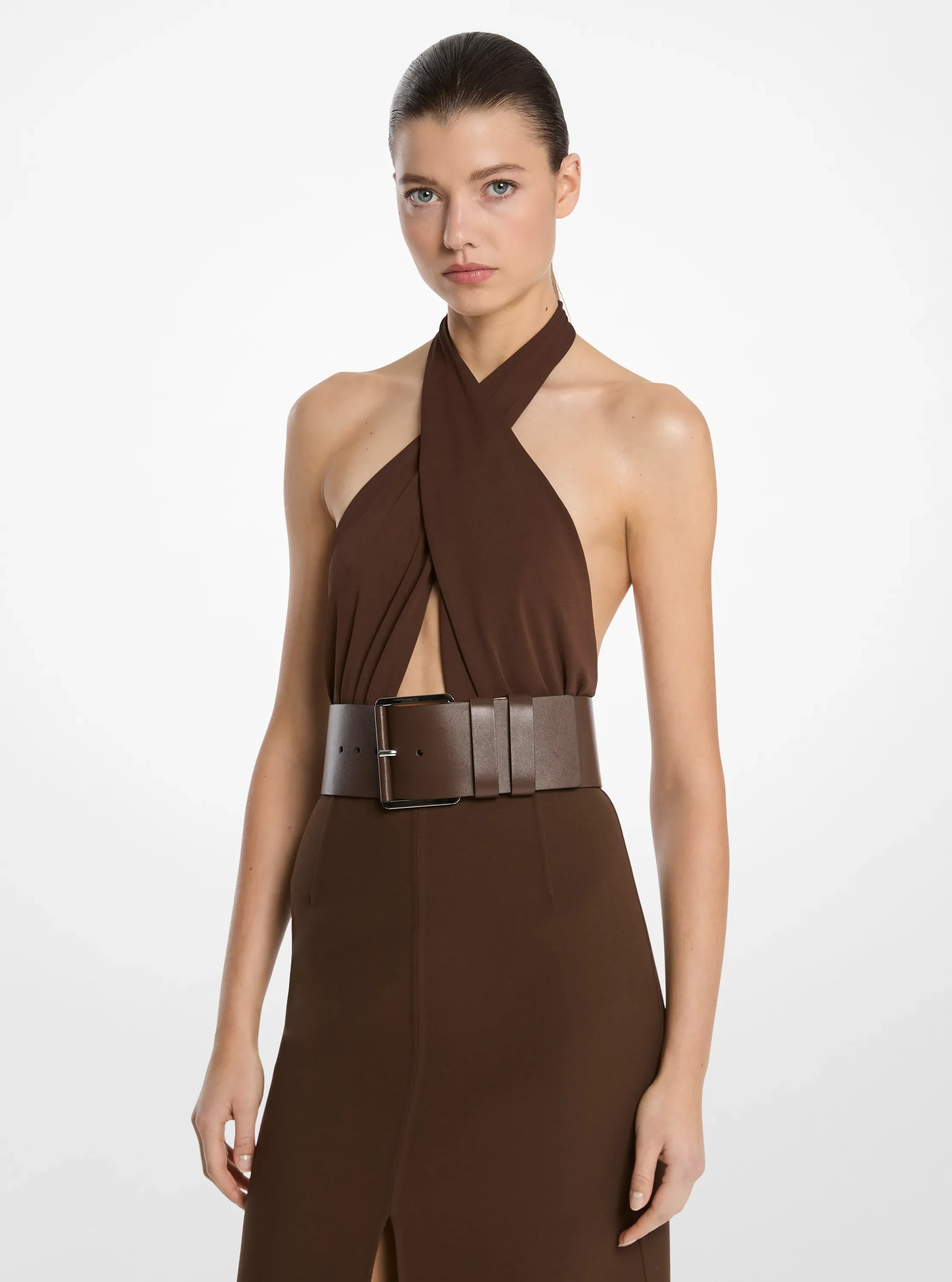 Боди, завязка на шее, джерси, стрейч — Michael Kors, цвет: Java